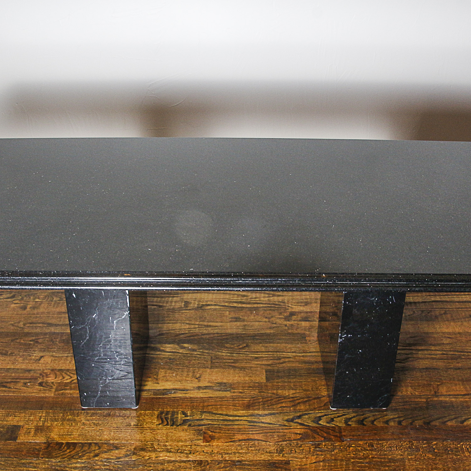 Black Granite Top Dining Table with Marble Base