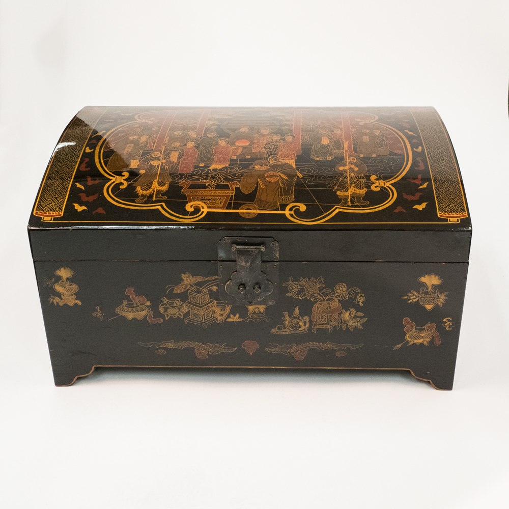 Asian Black Lacquered Chest