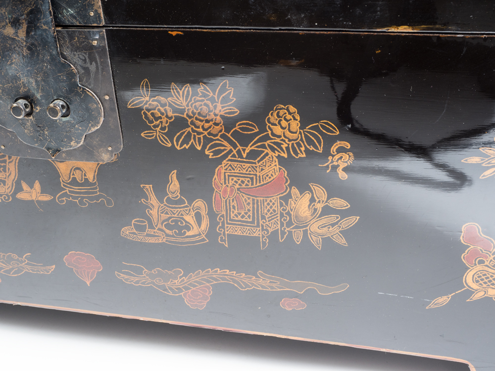 Asian Black Lacquered Chest