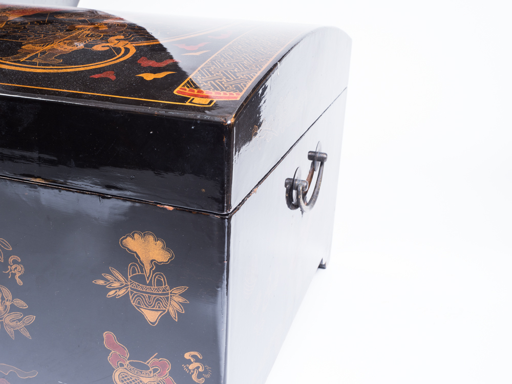 Asian Black Lacquered Chest