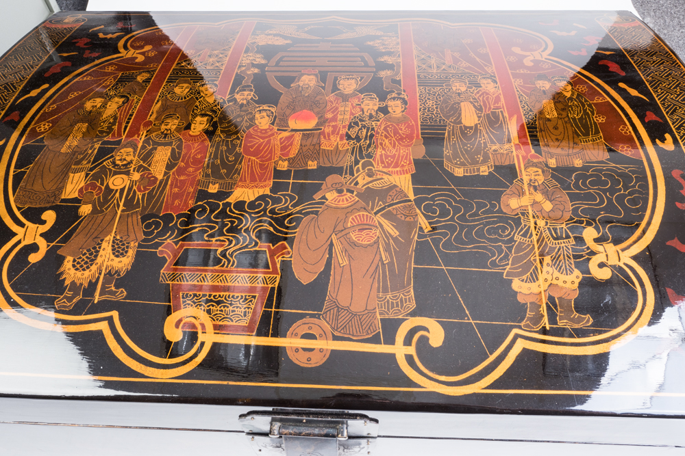 Asian Black Lacquered Chest