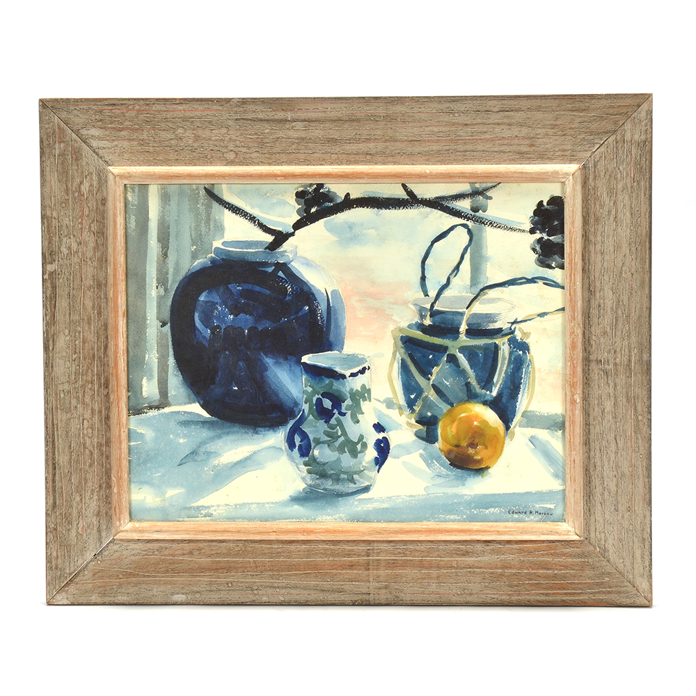 Edward R. Moreau Signed Watercolor of a Still Life