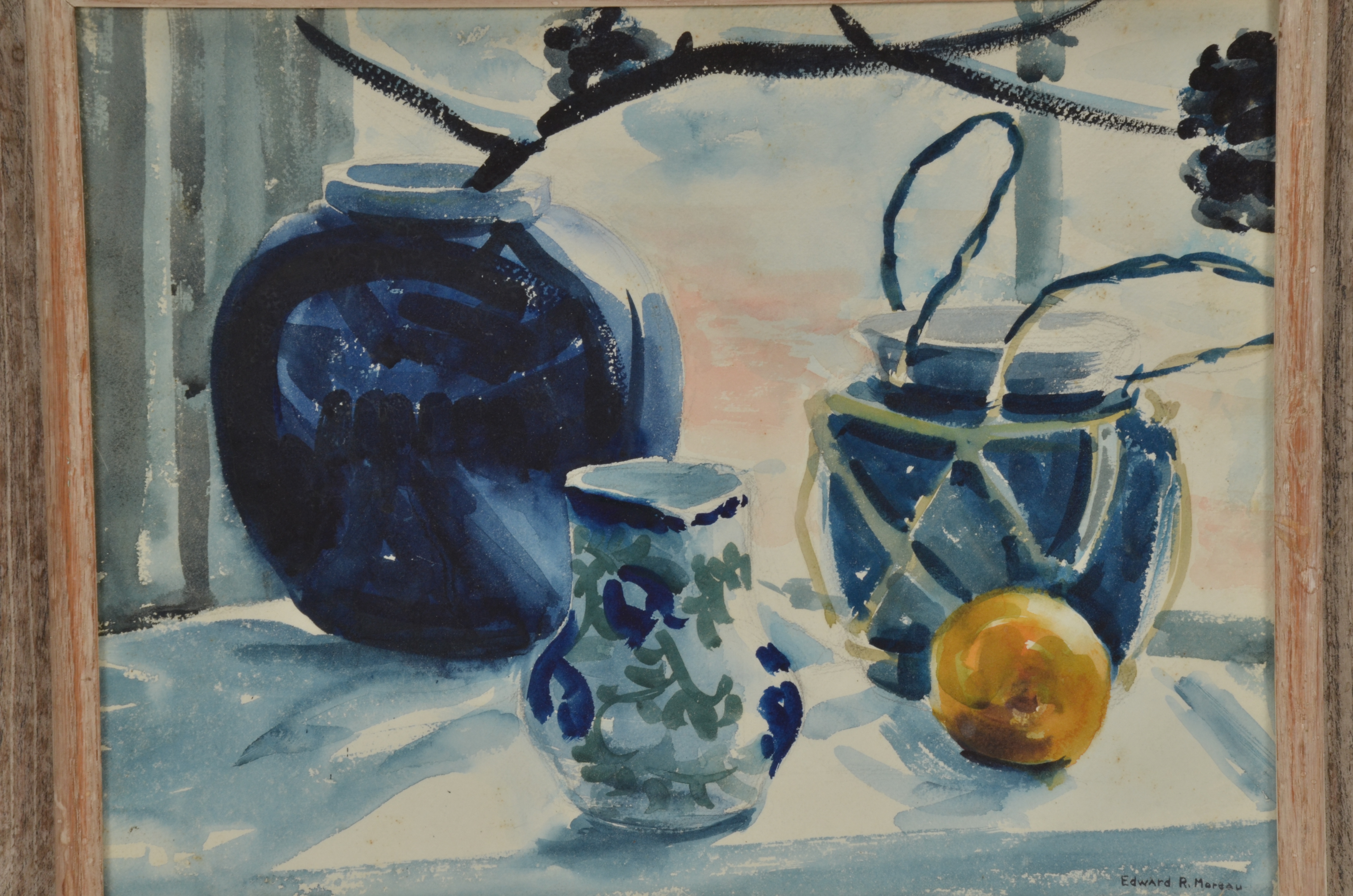 Edward R. Moreau Signed Watercolor of a Still Life