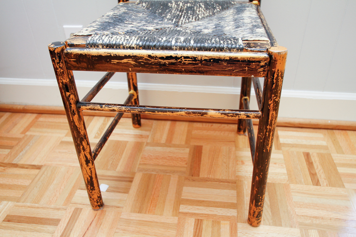 Vintage Oak Chair with Rush Seat