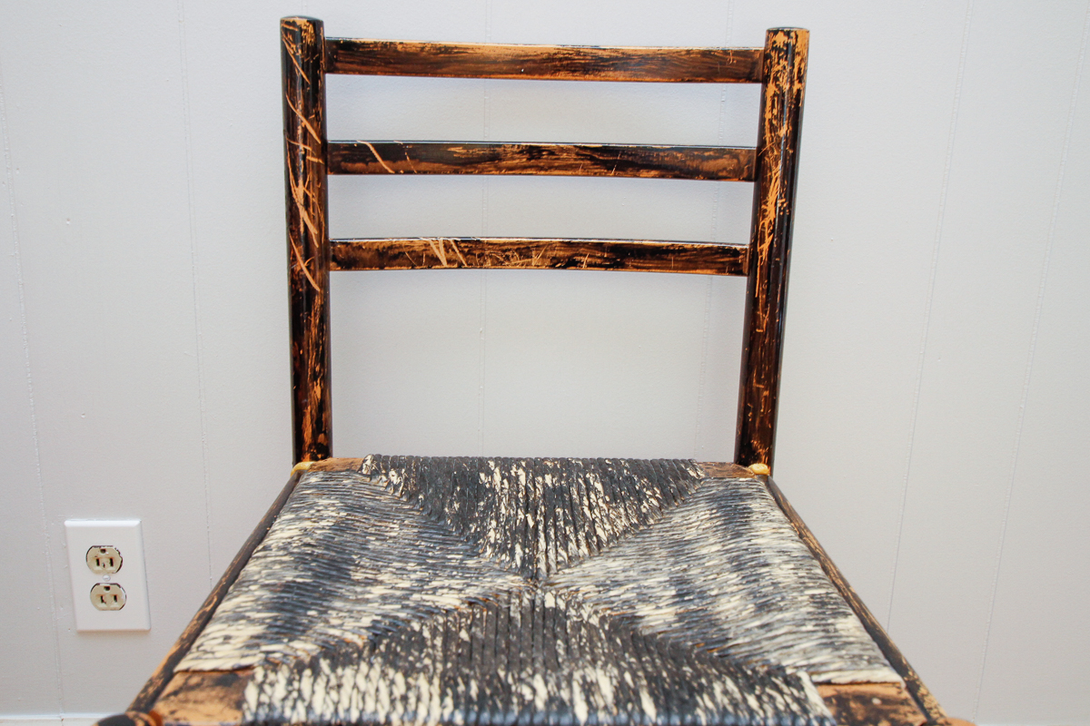 Vintage Oak Chair with Rush Seat