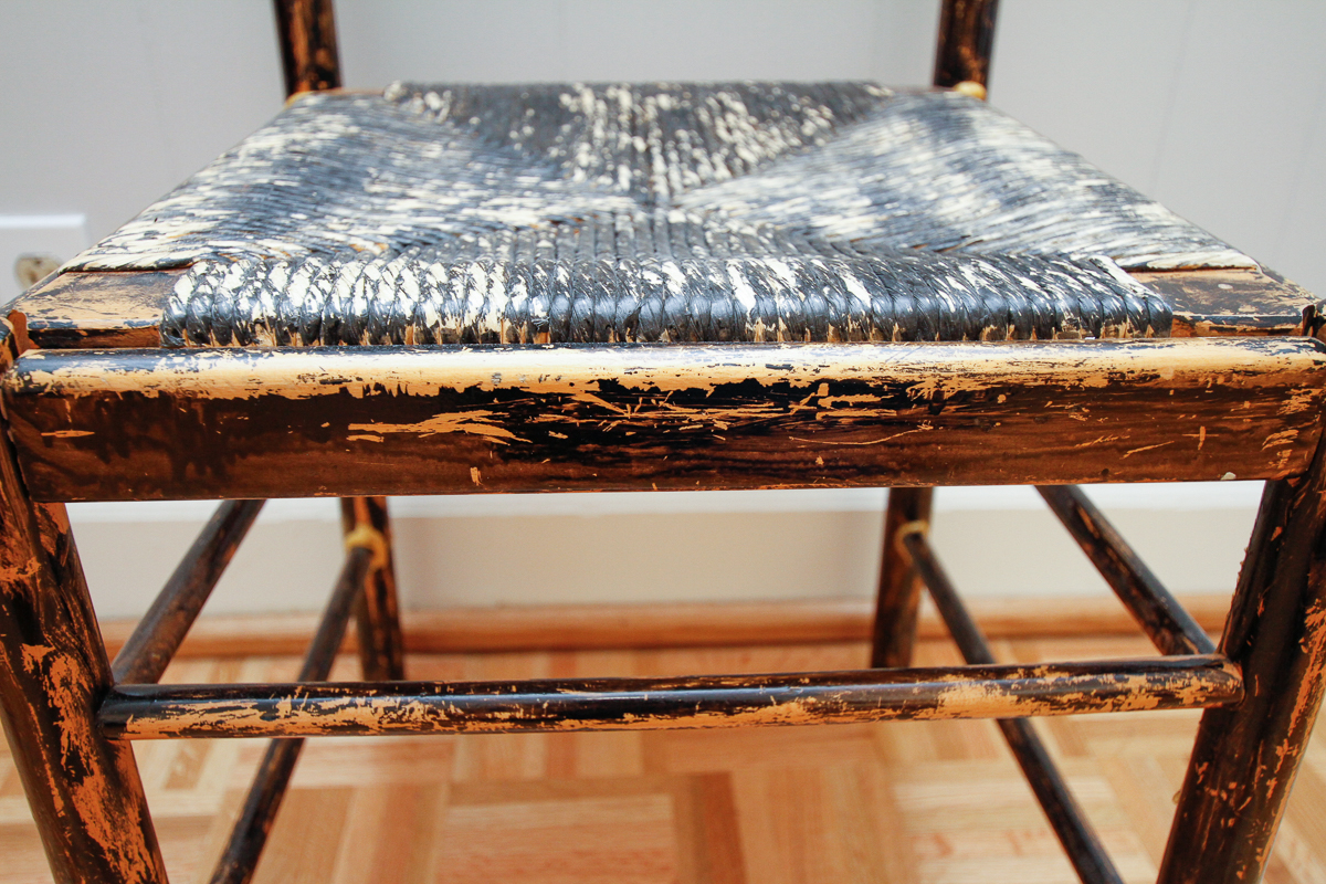 Vintage Oak Chair with Rush Seat