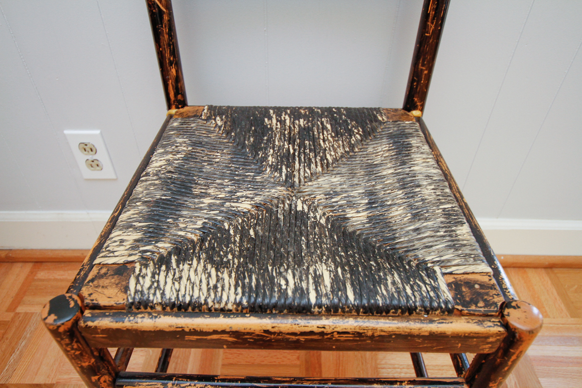 Vintage Oak Chair with Rush Seat