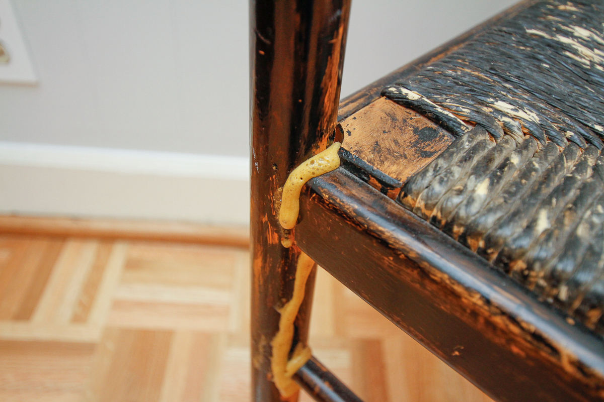 Vintage Oak Chair with Rush Seat