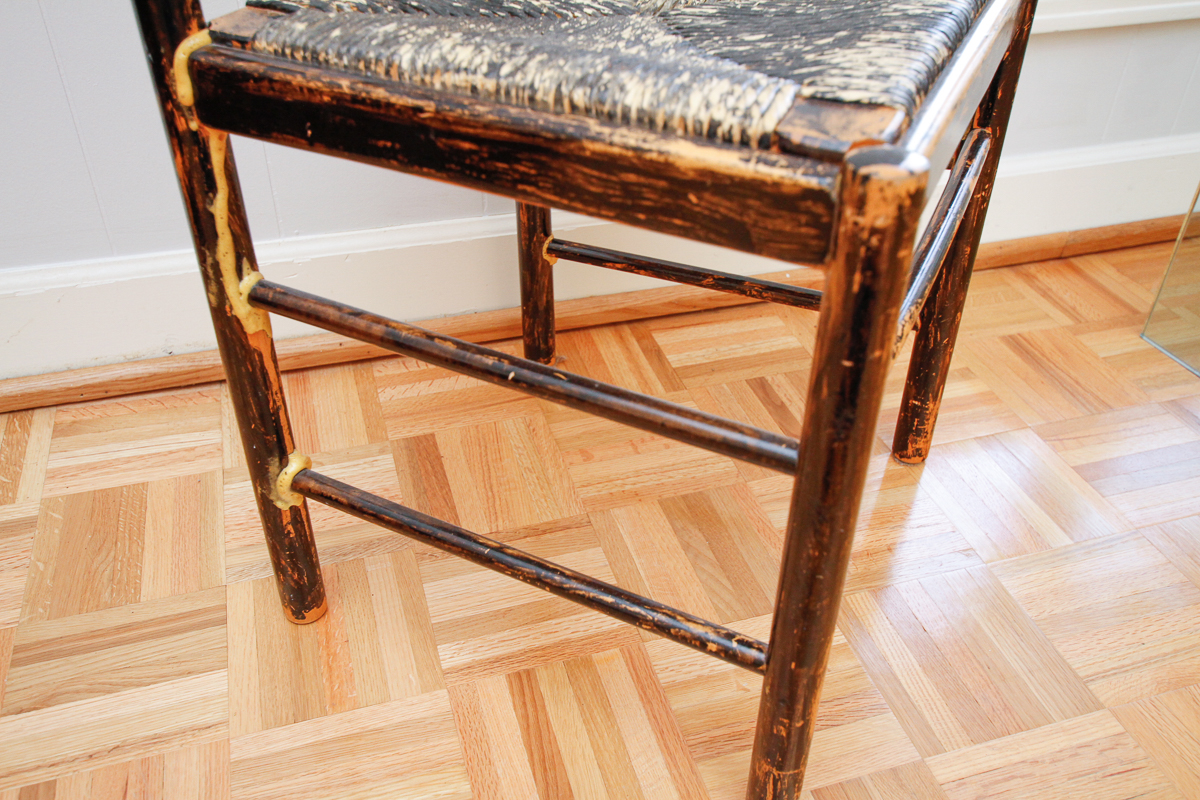 Vintage Oak Chair with Rush Seat