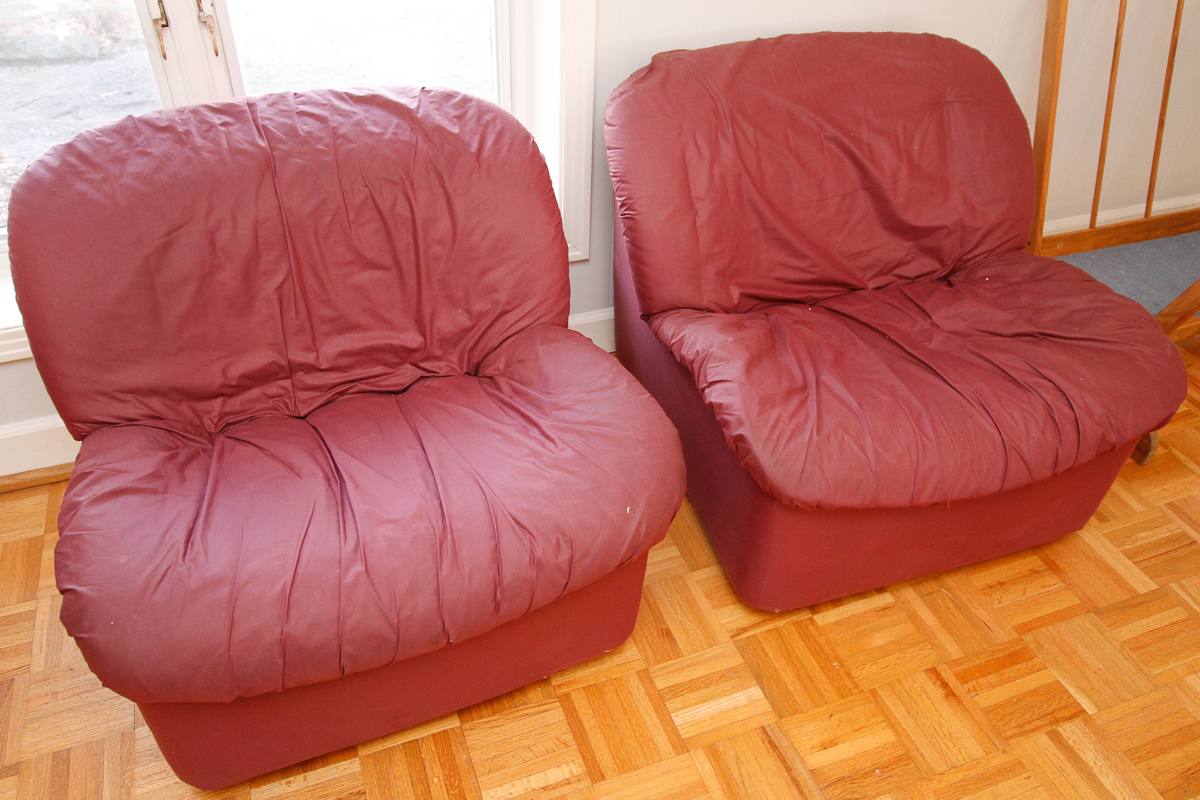 Modernist Terracotta Fabric Chairs
