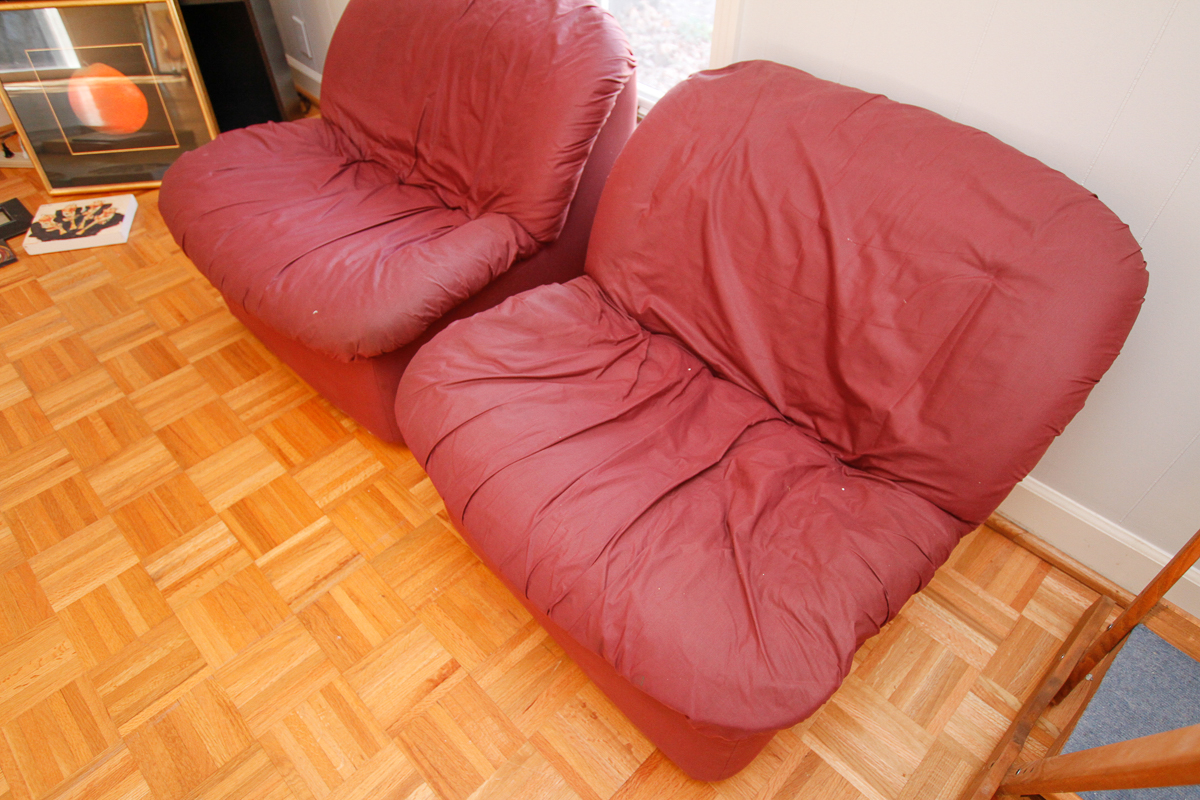 Modernist Terracotta Fabric Chairs