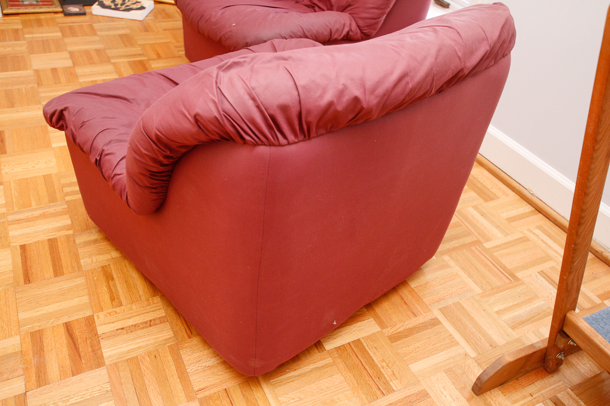 Modernist Terracotta Fabric Chairs