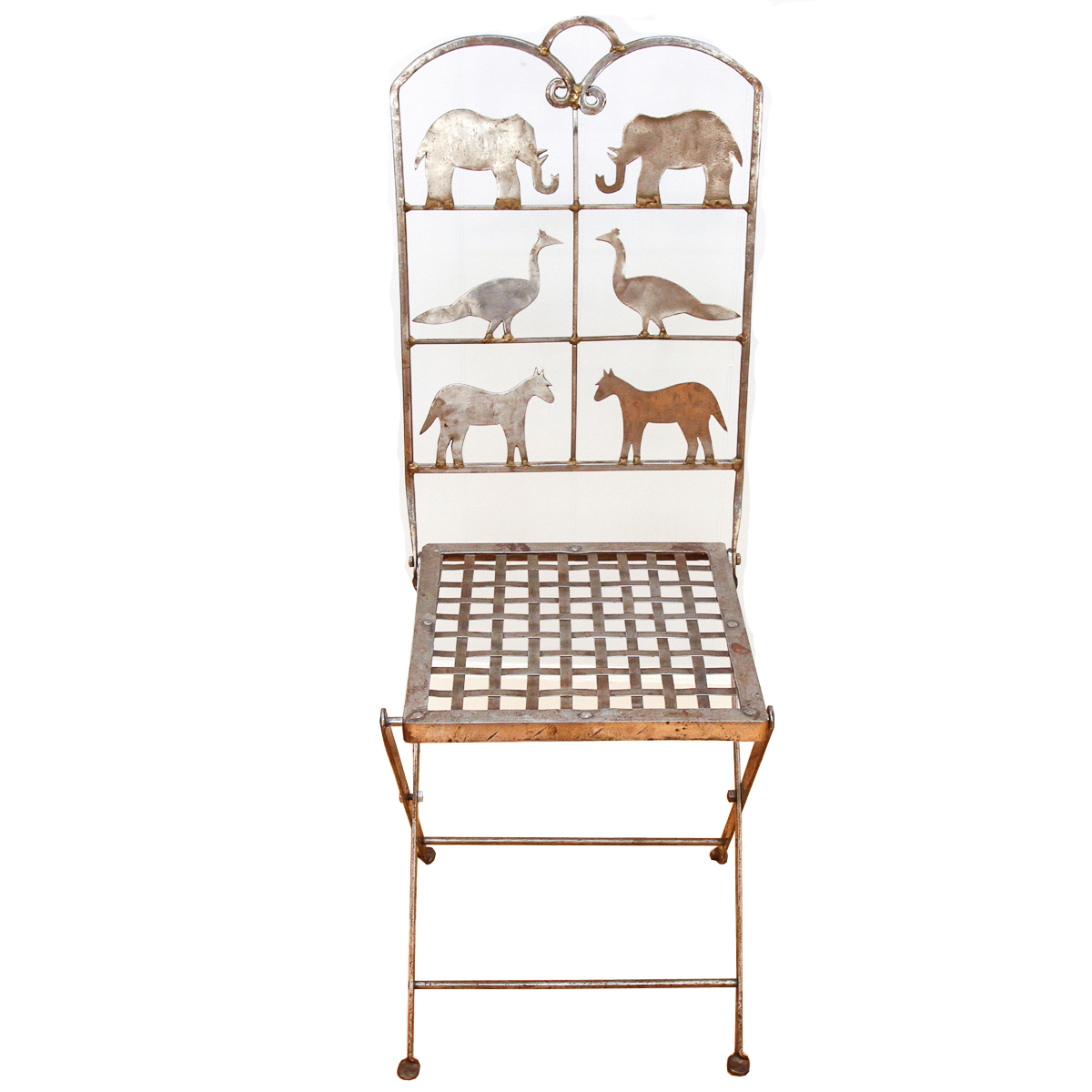 Metal Folding Chair with Animal Motif