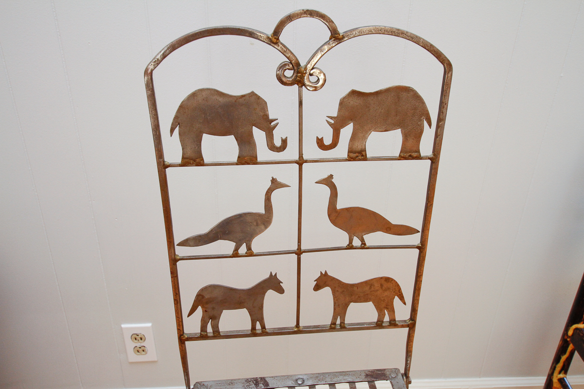 Metal Folding Chair with Animal Motif