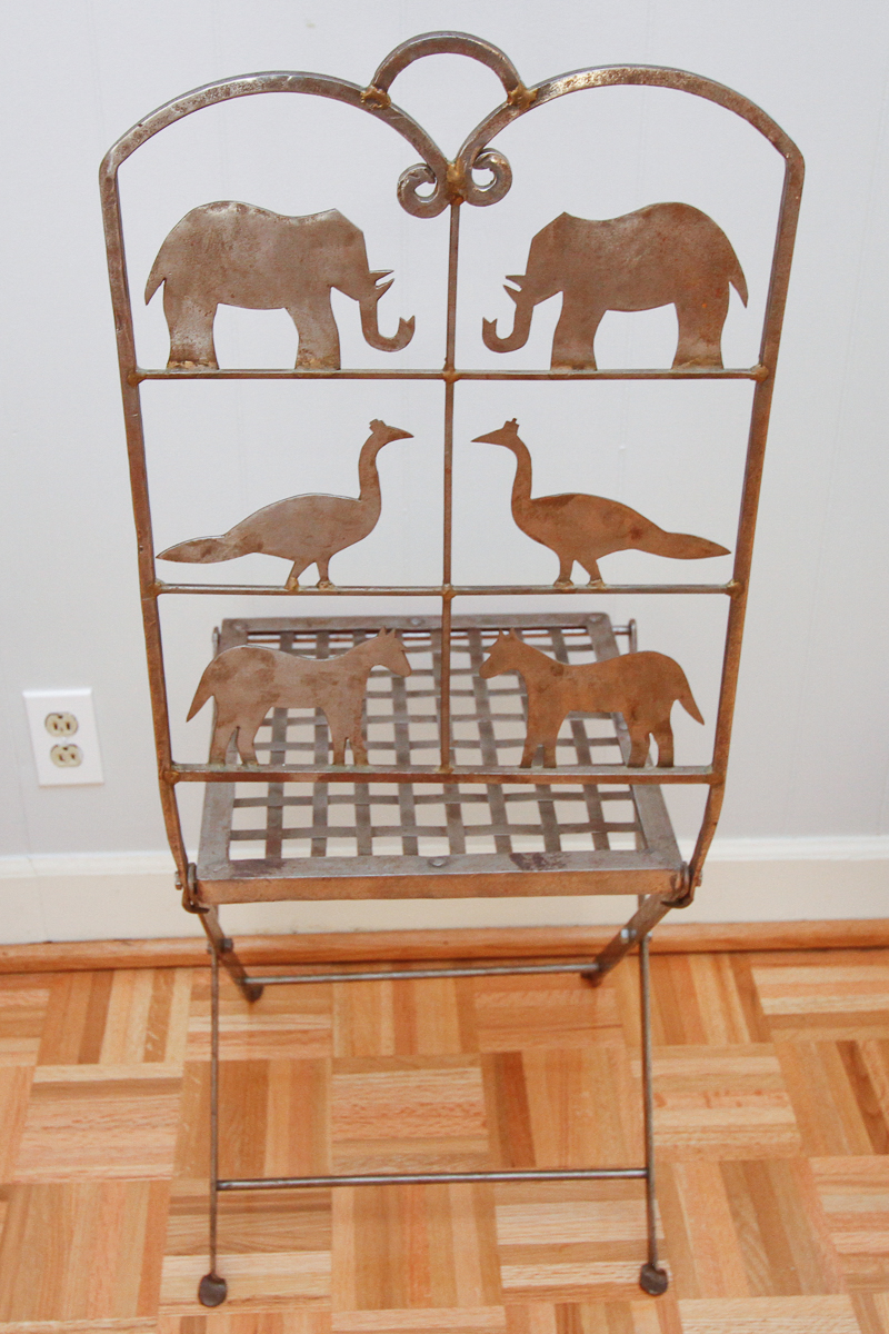 Metal Folding Chair with Animal Motif
