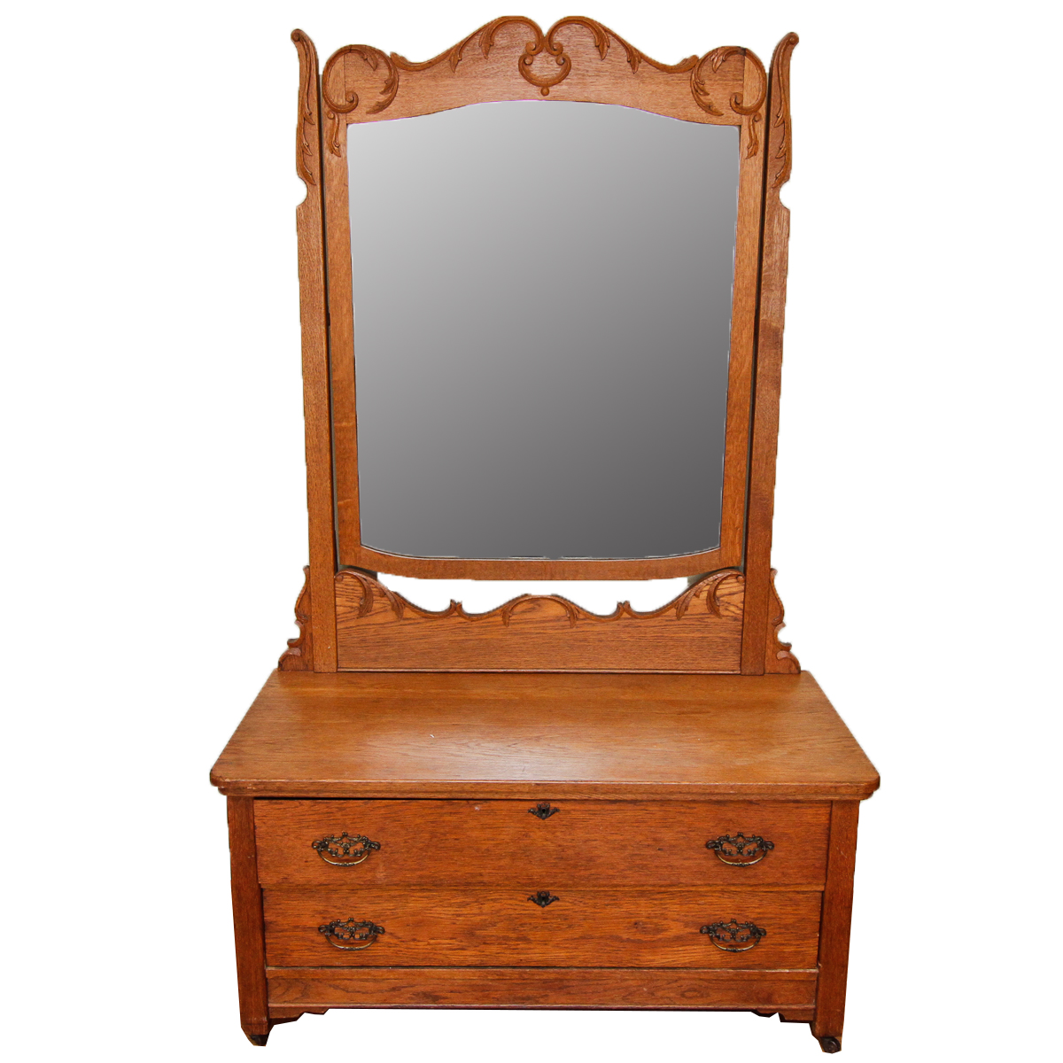 Vintage Victorian Style Oak Chest of Drawers with Mirror