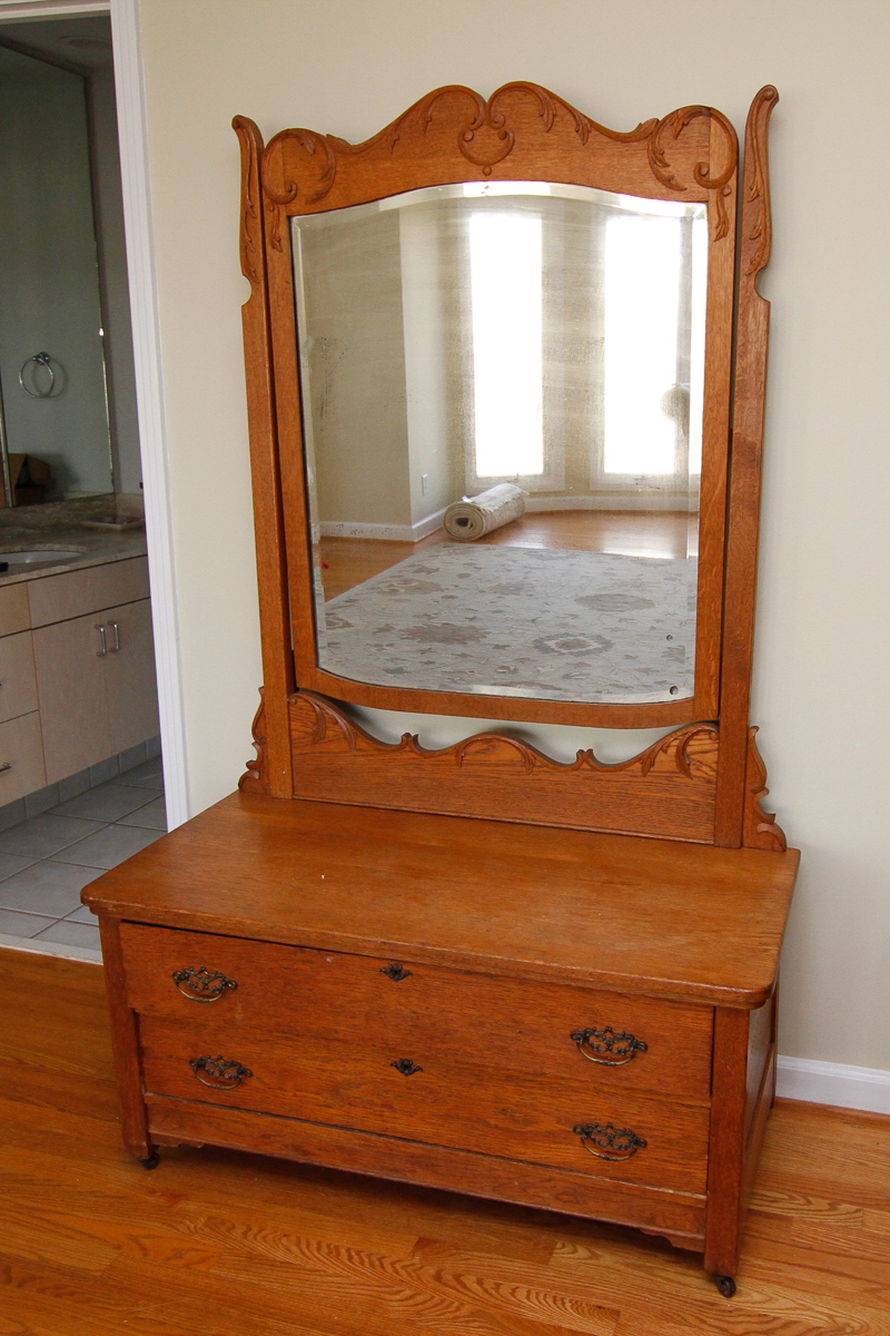 Vintage Victorian Style Oak Chest of Drawers with Mirror