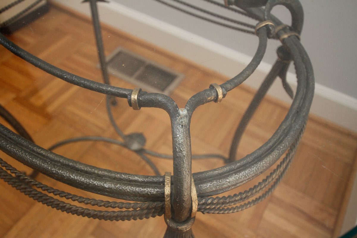 Hollywood Regency Style Glass Top Side Tables