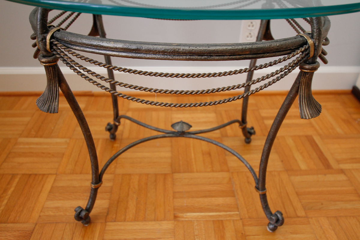 Hollywood Regency Style Glass Top Side Tables