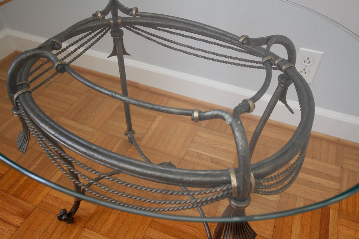 Hollywood Regency Style Glass Top Side Tables