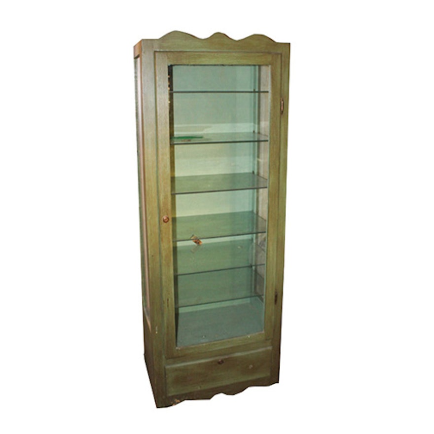 Painted Green Display Cabinet