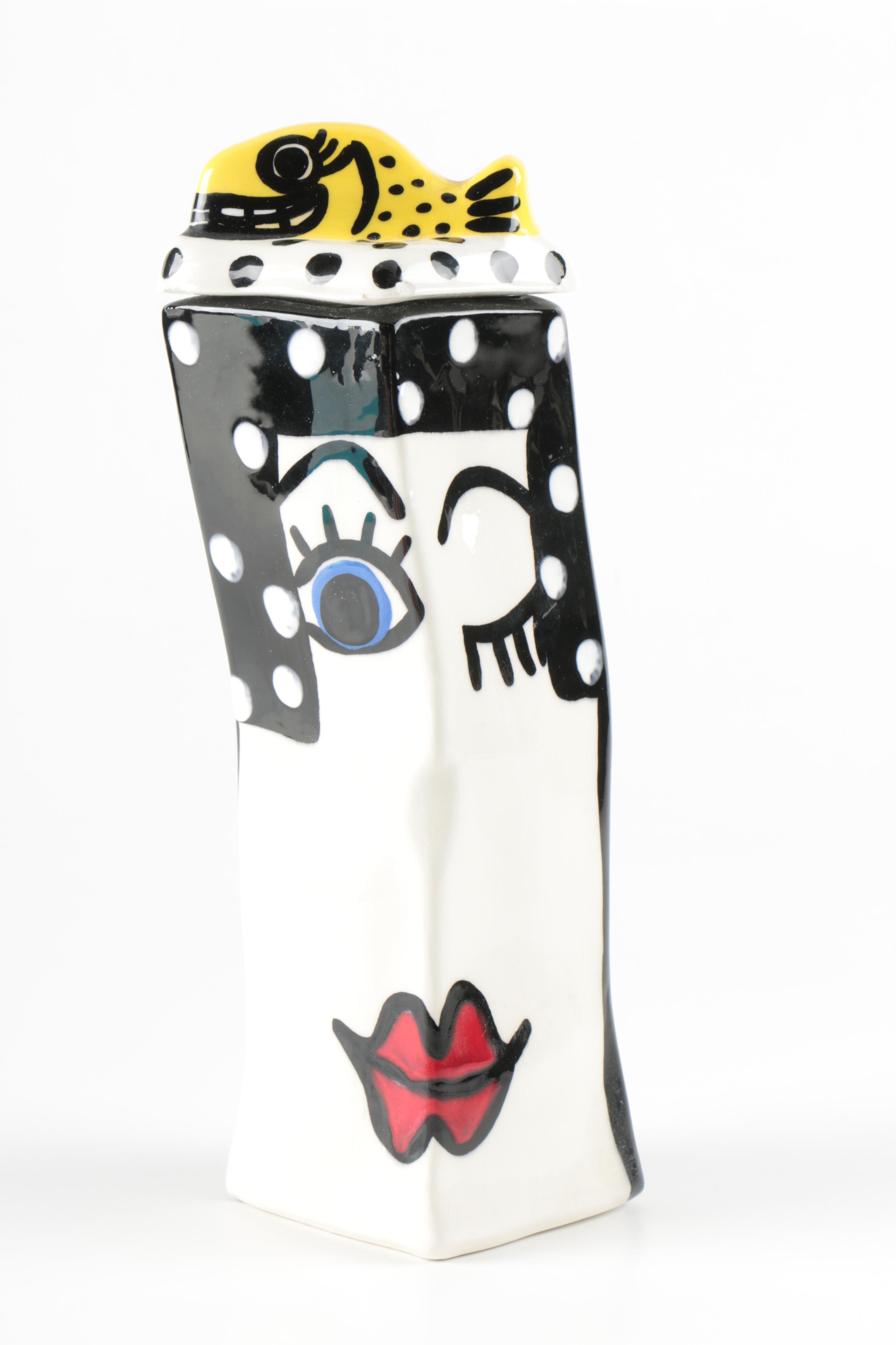 Decorative Pottery Canister and Pitcher