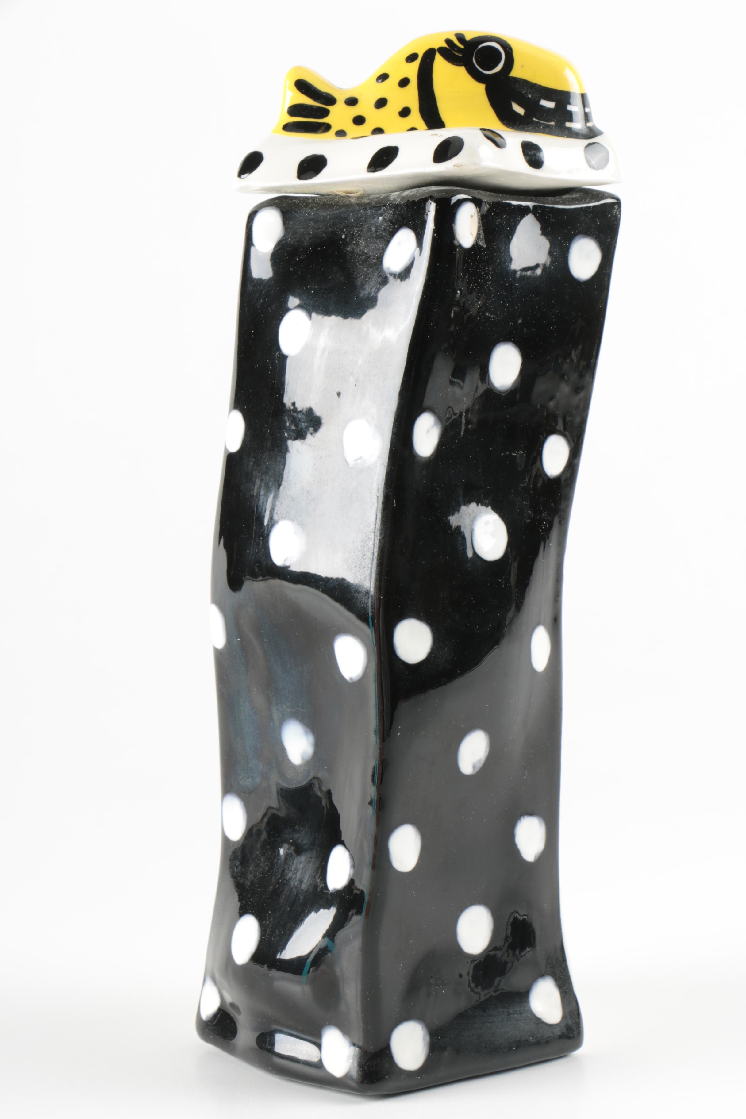 Decorative Pottery Canister and Pitcher