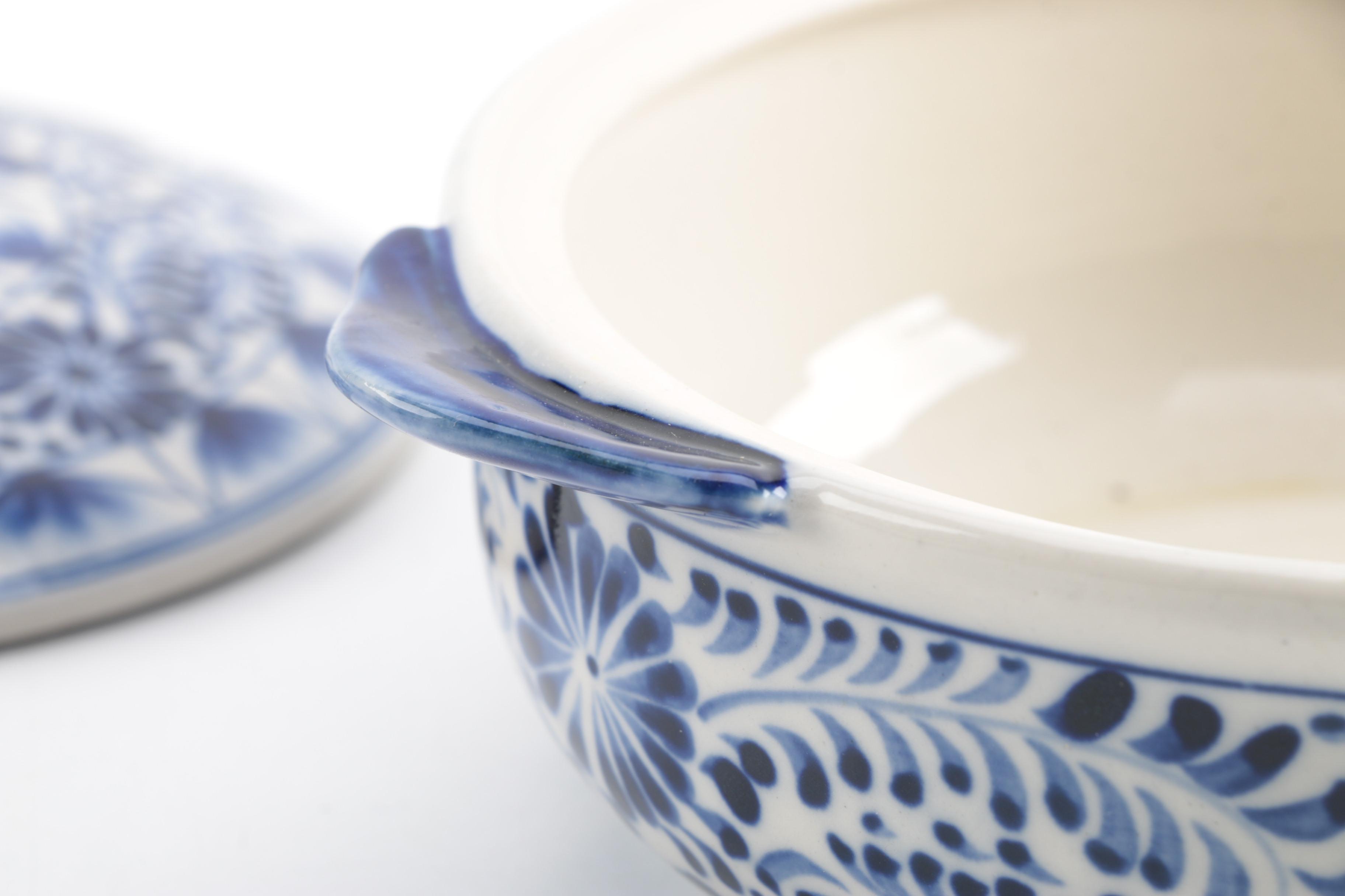 Blue and White Transferware Covered Bowls