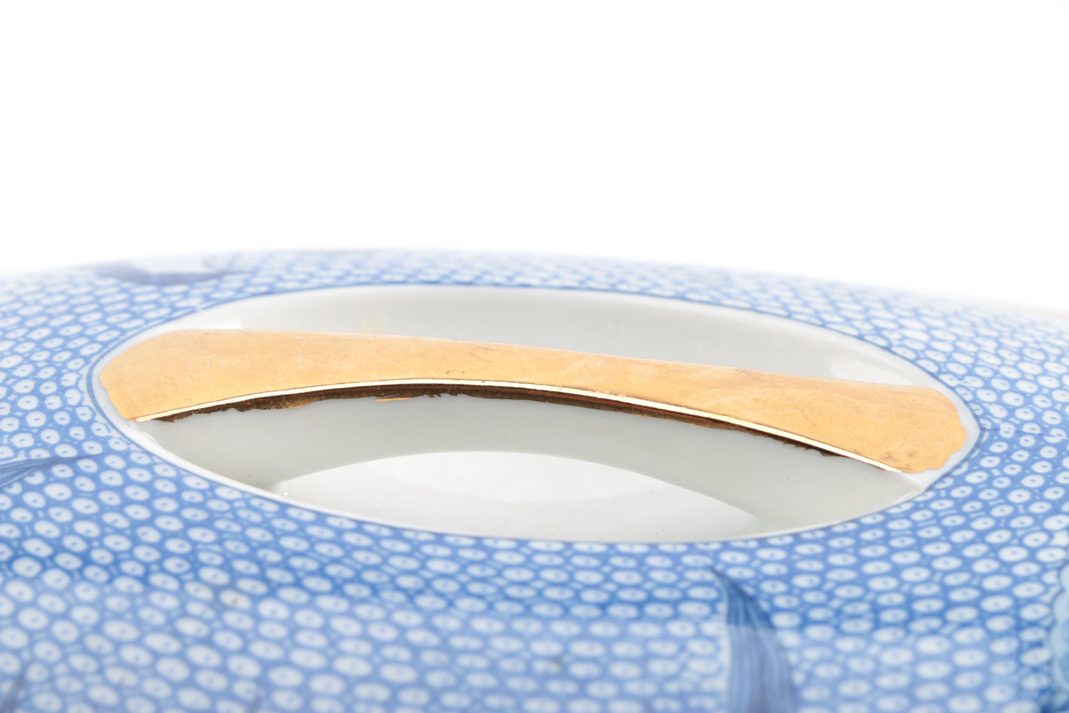 Blue and White Transferware Covered Bowls