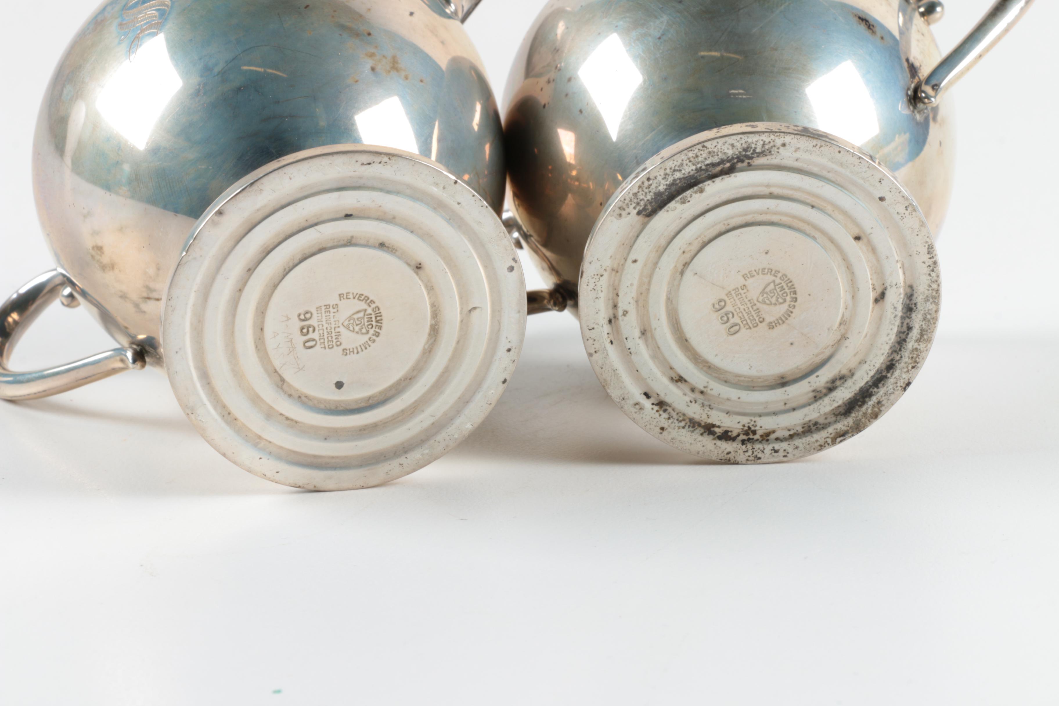Revere Silversmiths Inc. Weighted Sterling Creamer and Sugar Bowl Set