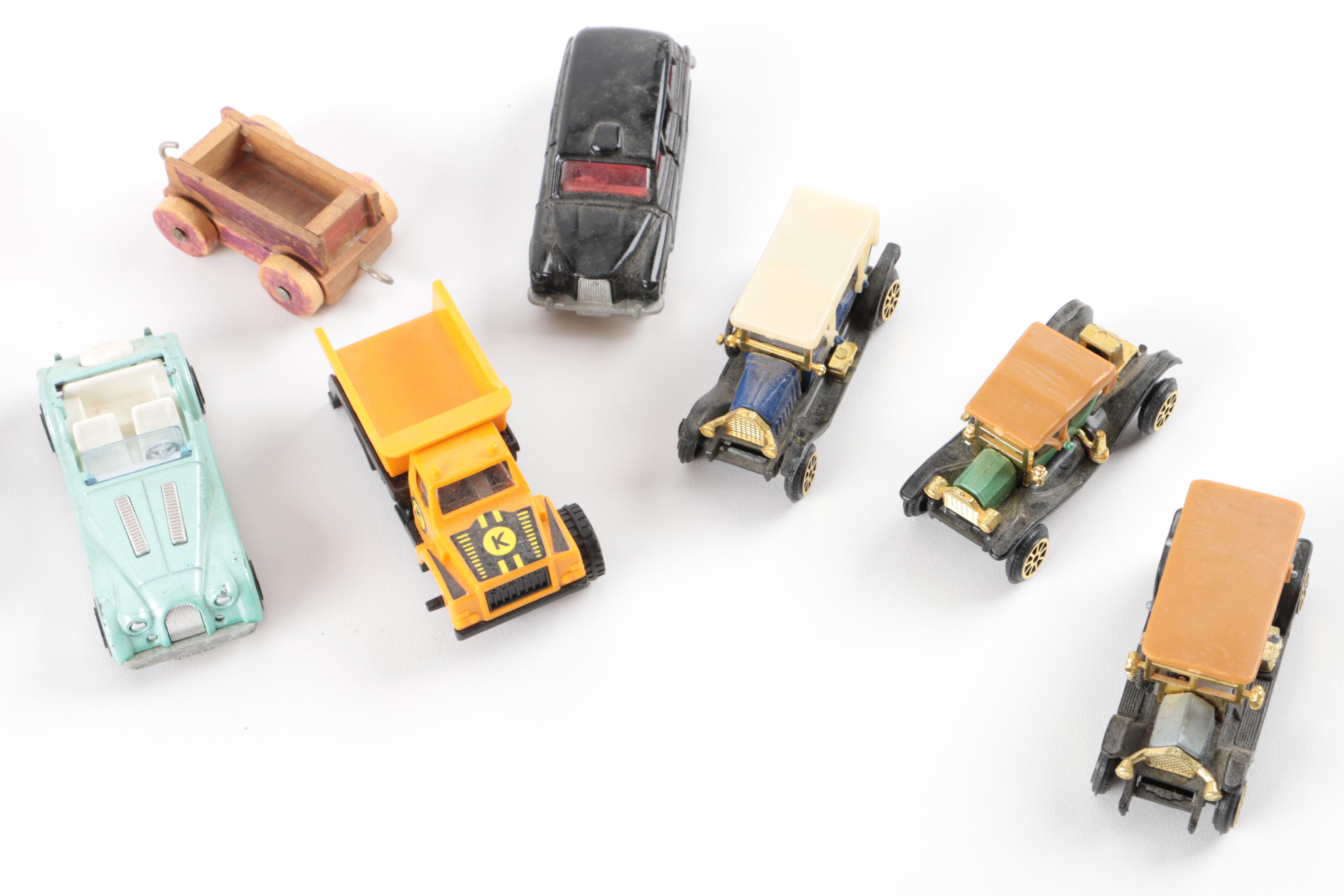Assorted Toy Cars with Other Vintage Toys and Accessories
