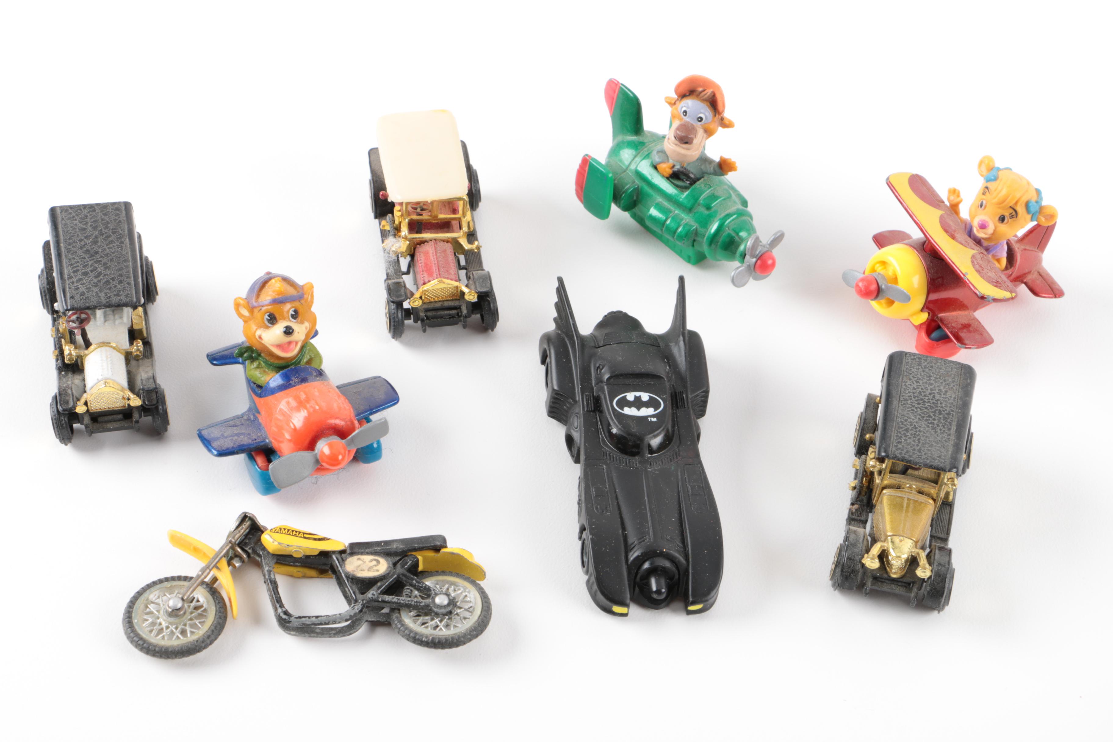 Assorted Toy Cars with Other Vintage Toys and Accessories