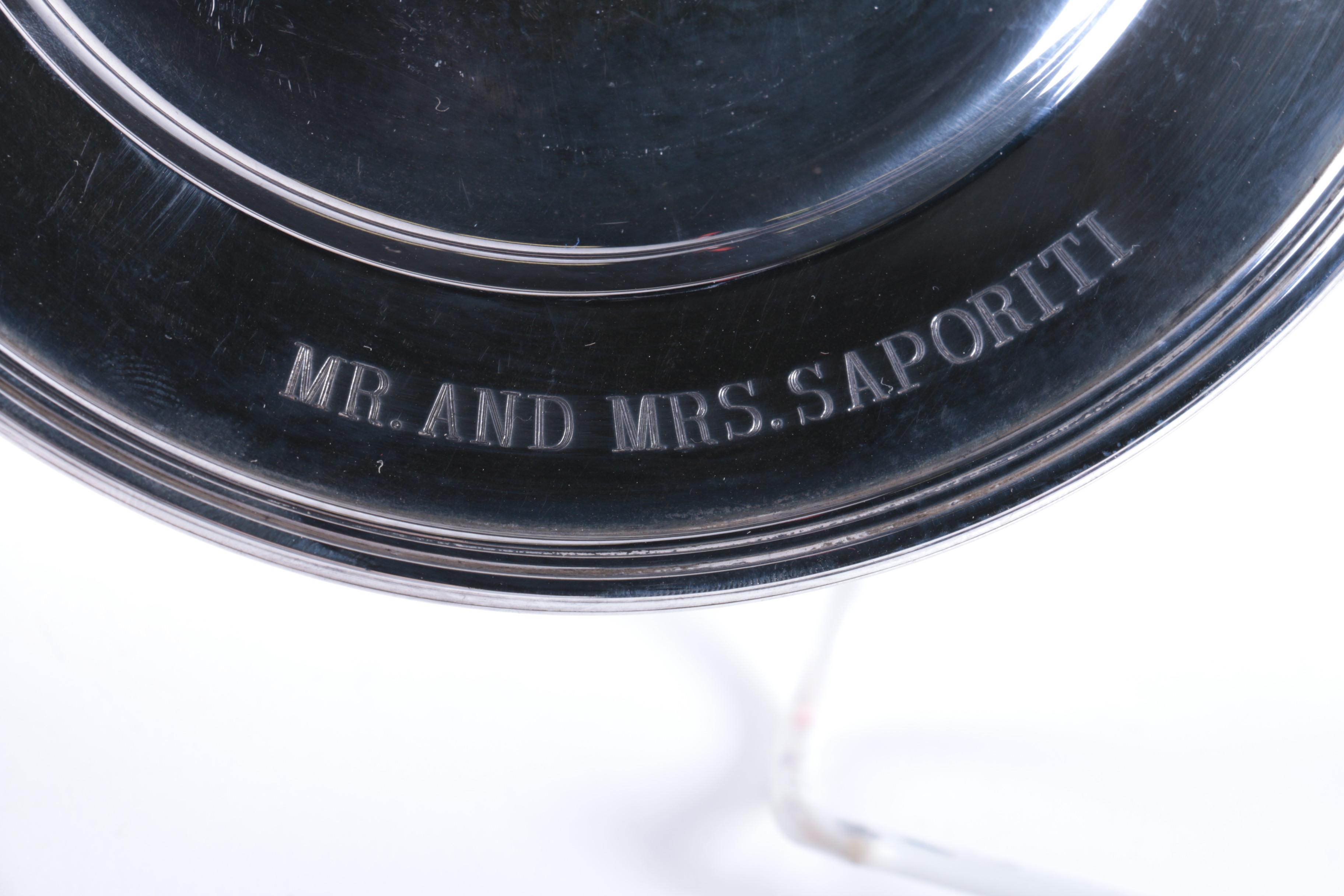 Lunt Silversmiths Foliate and Scrolled Chased Sterling Silver Nut Dish