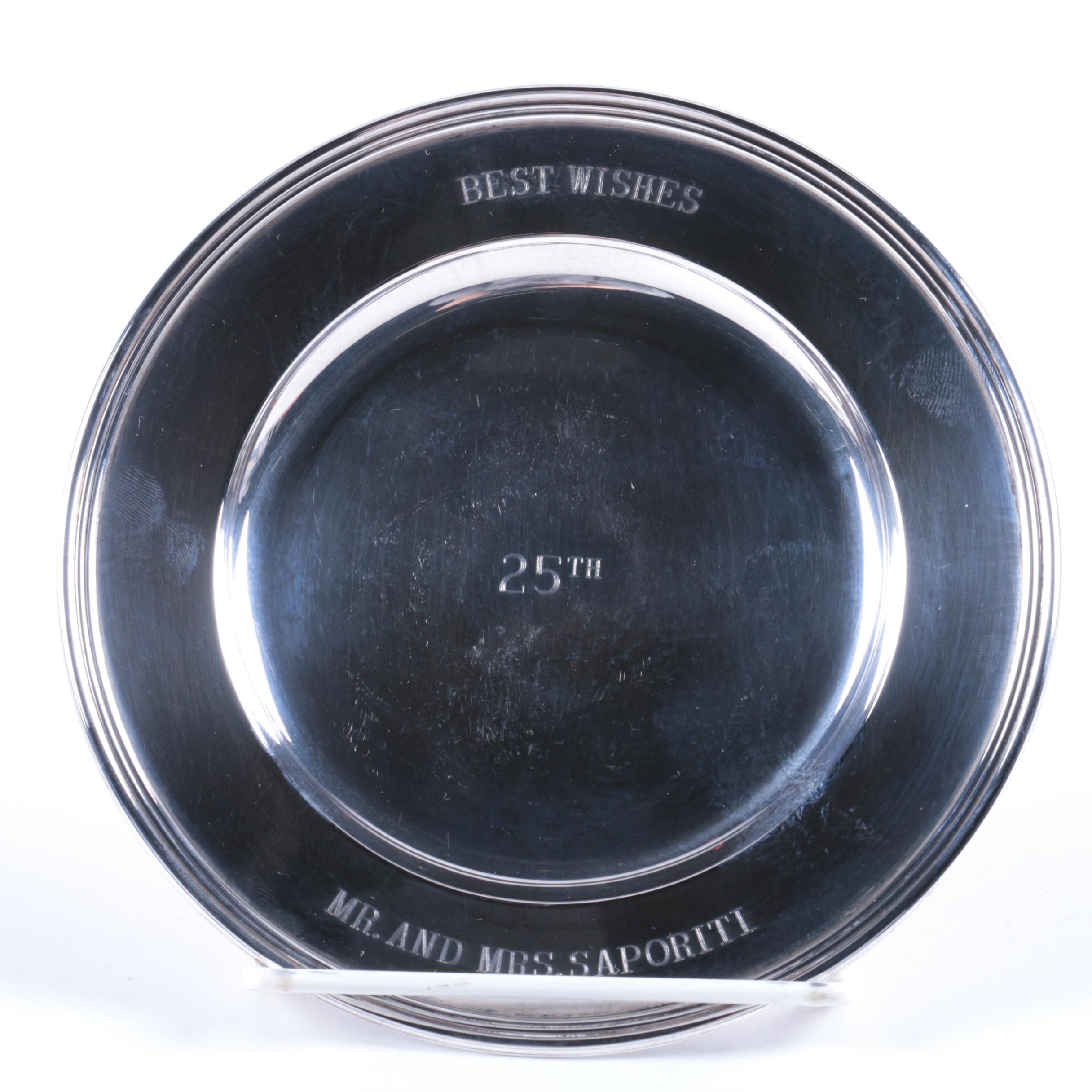 Lunt Silversmiths Foliate and Scrolled Chased Sterling Silver Nut Dish