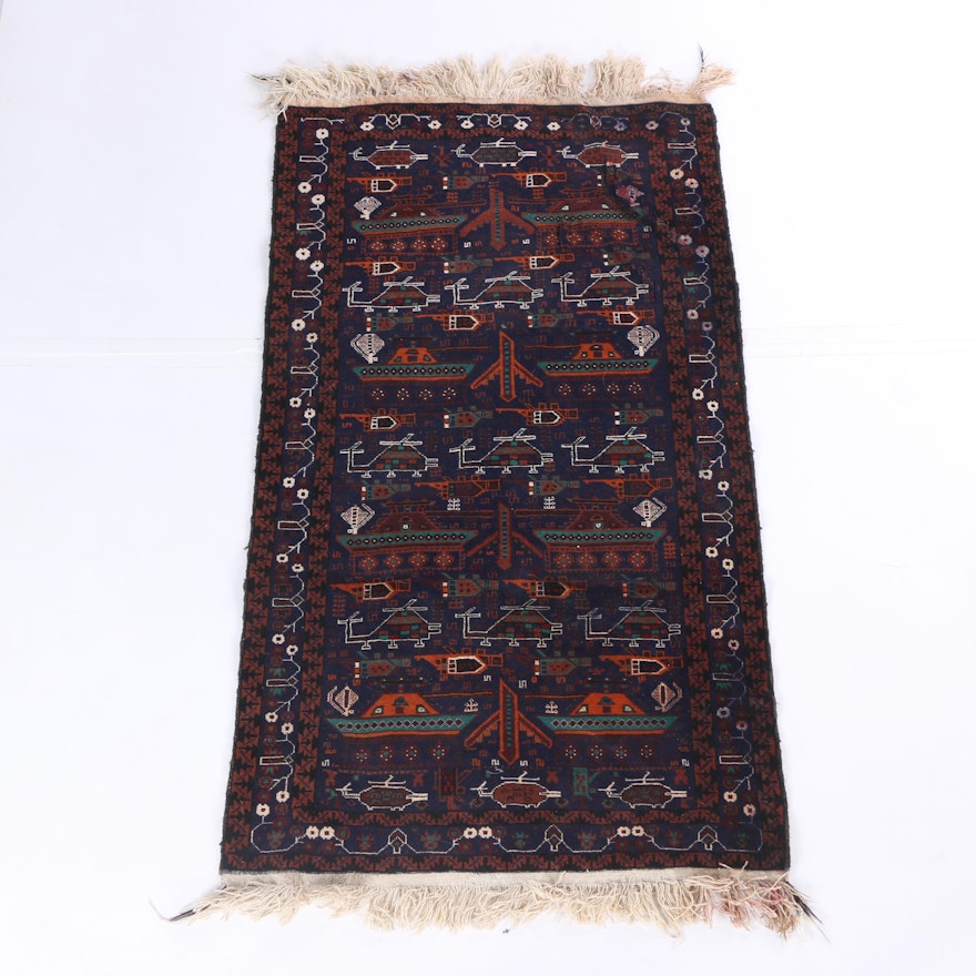 Hand-Knotted Afghani Baluch War Rug