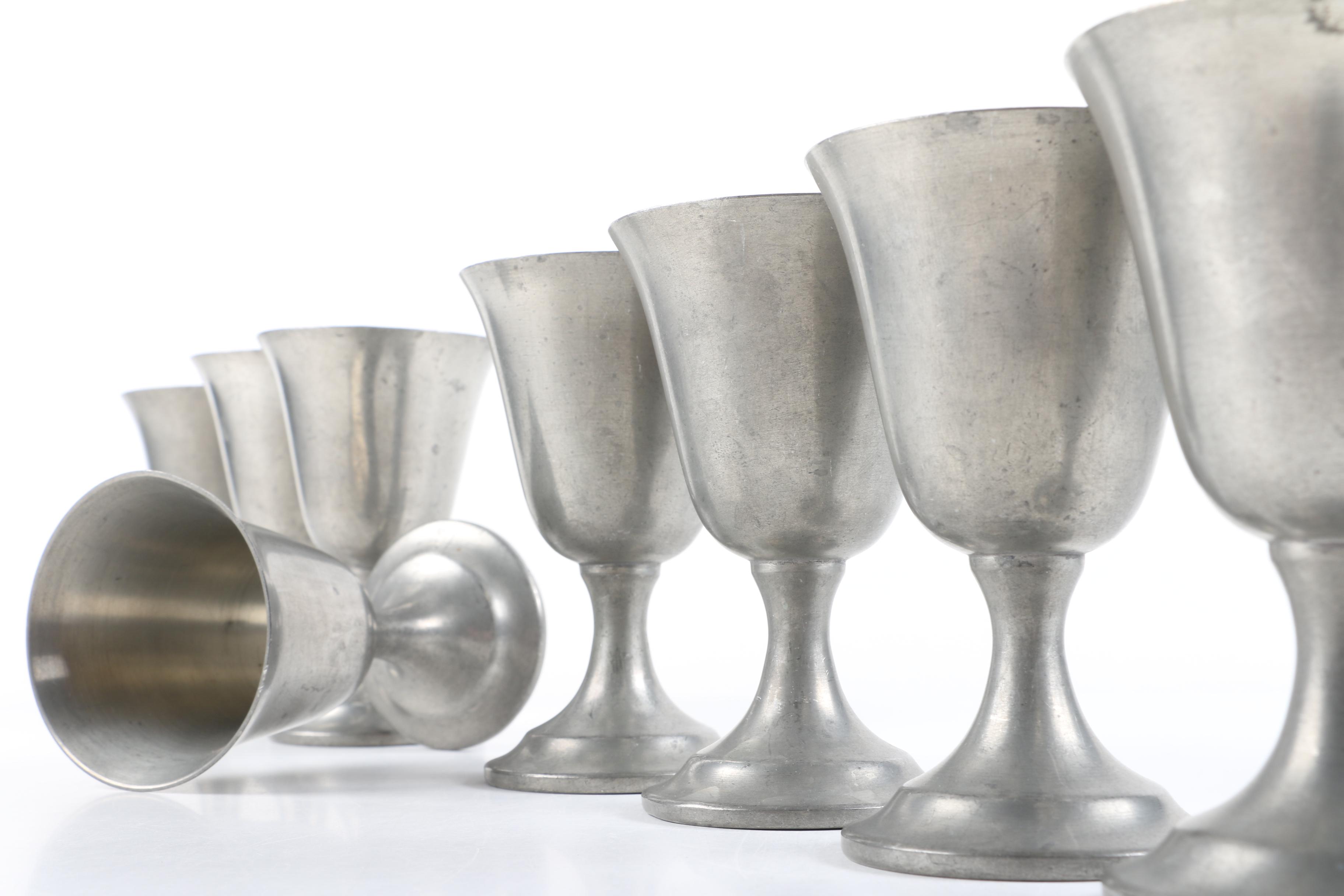 Pewter Goblets and Egg Cups