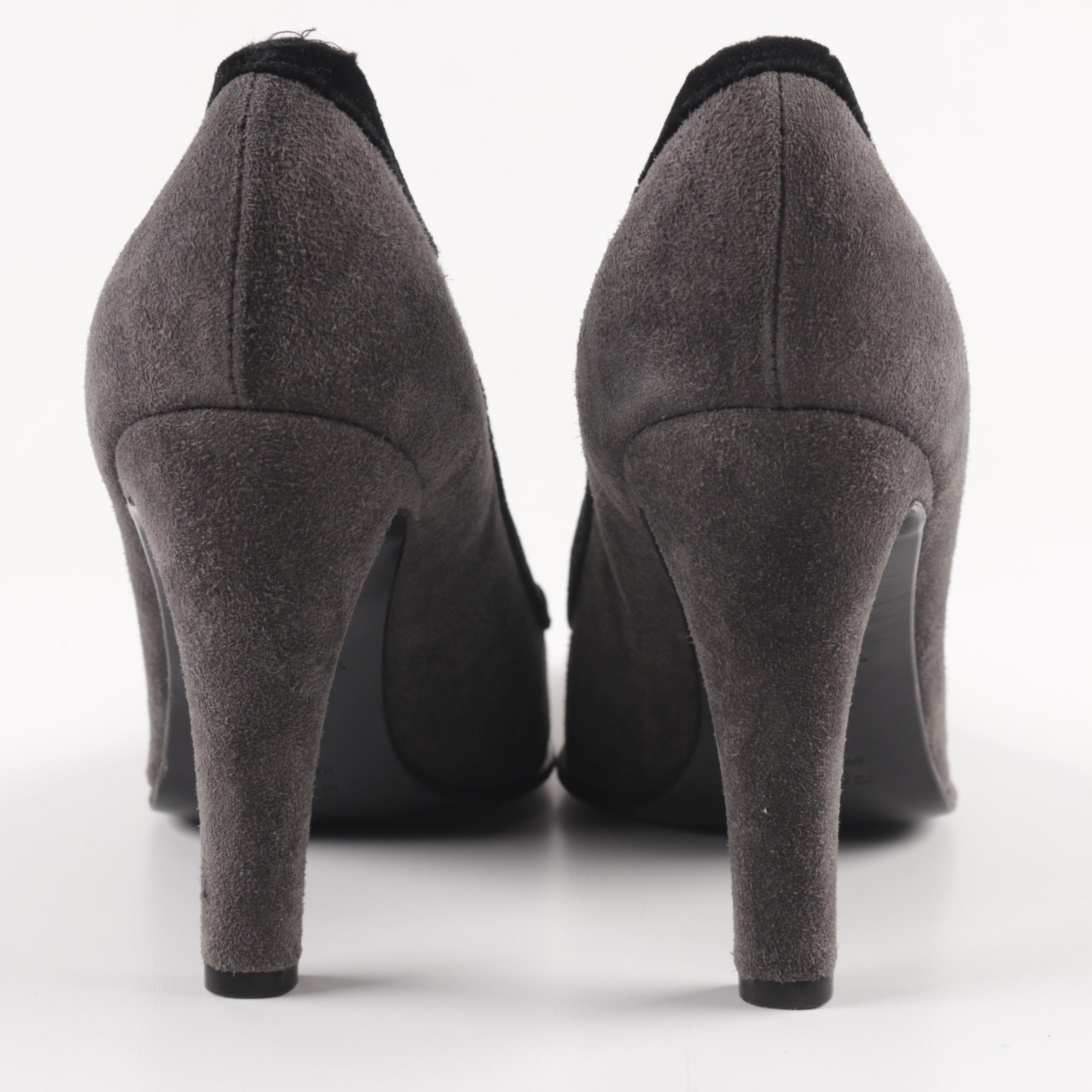 Prada Grey and Black Suede Heels