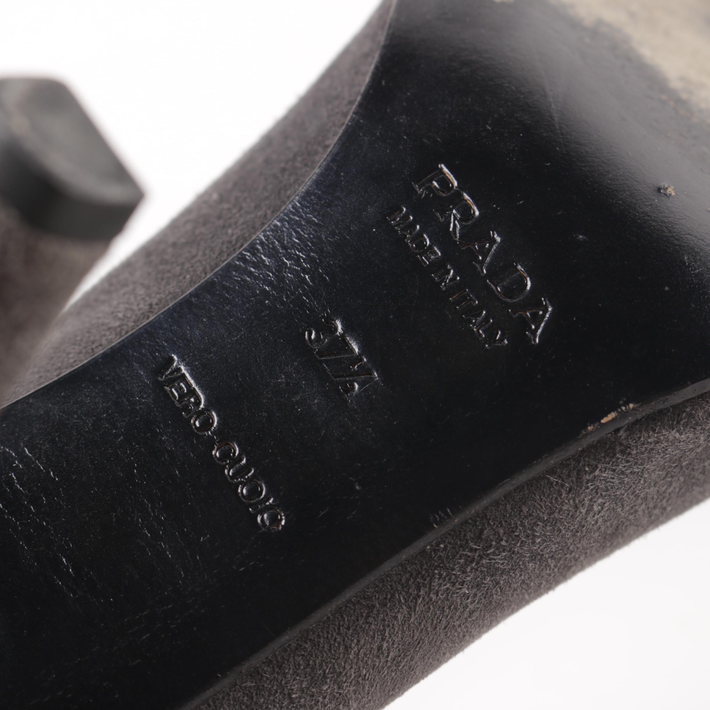 Prada Grey and Black Suede Heels