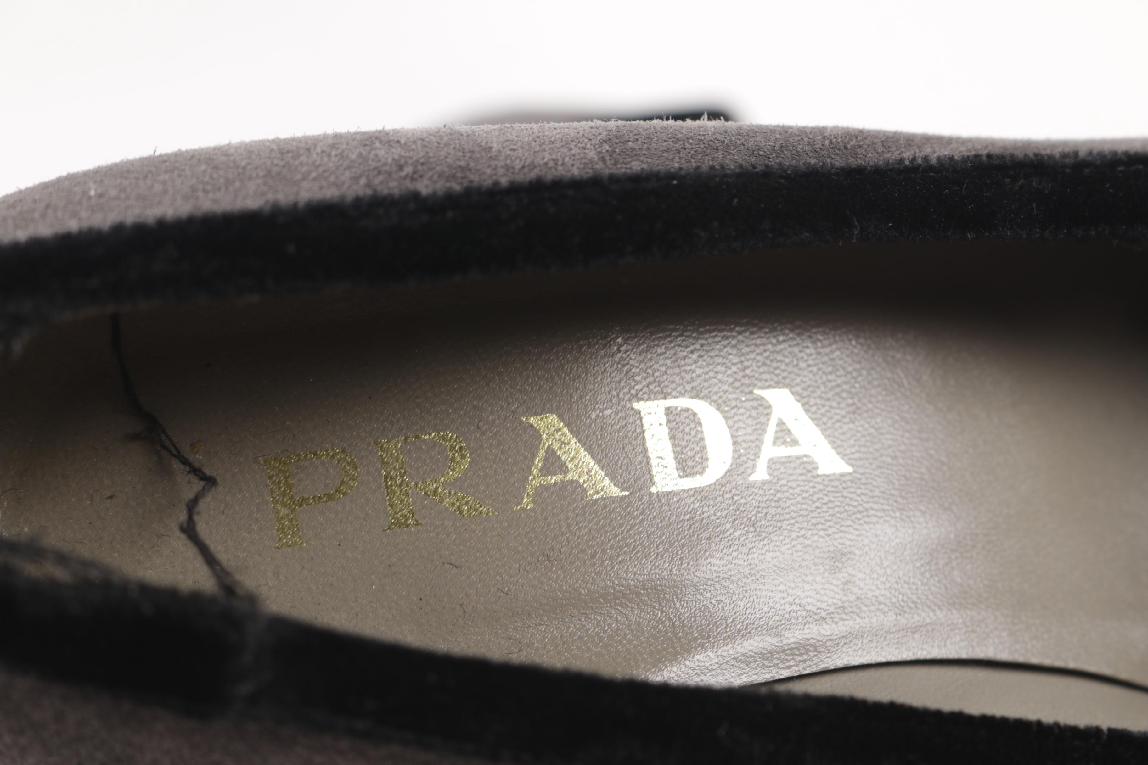 Prada Grey and Black Suede Heels