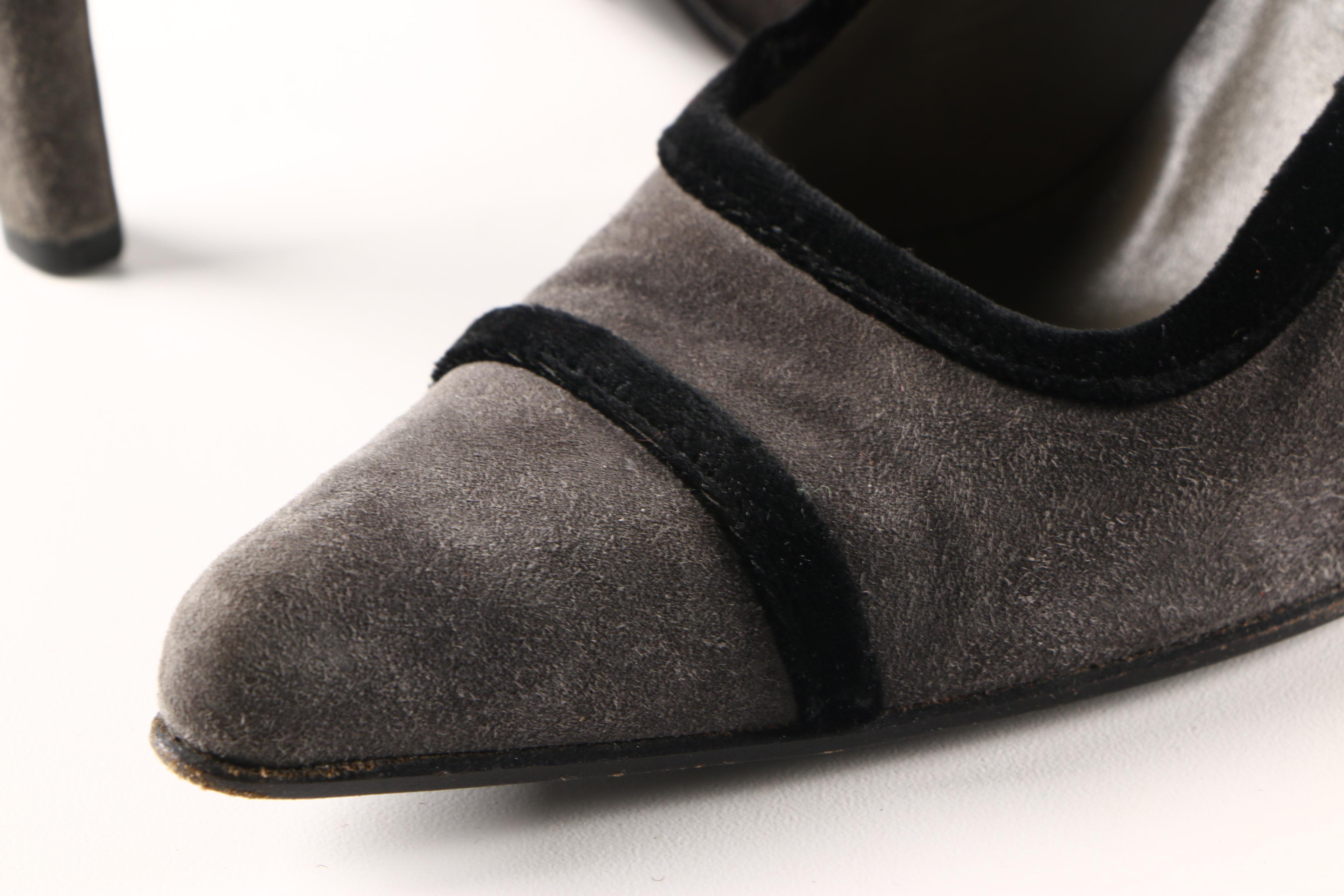 Prada Grey and Black Suede Heels