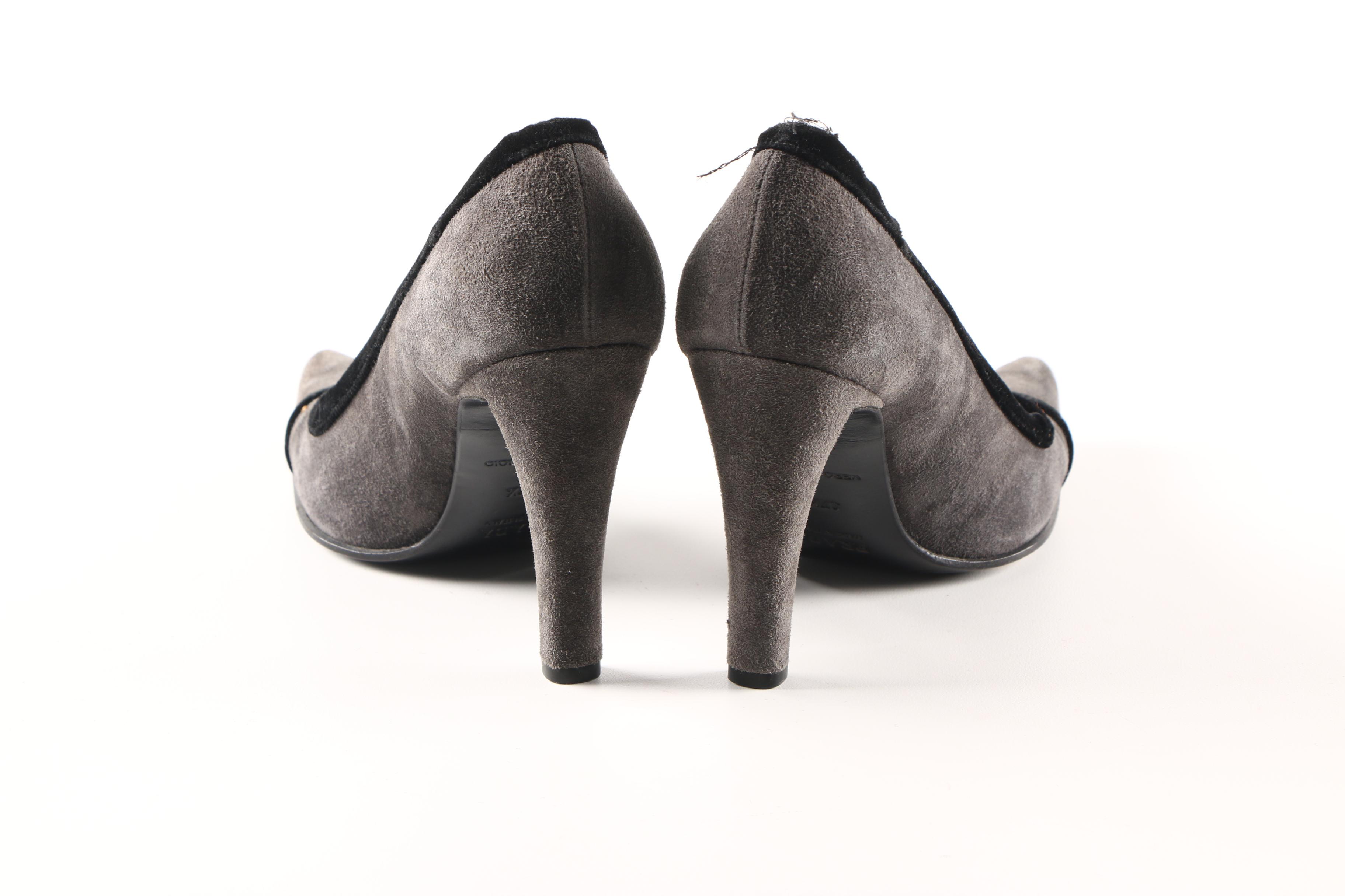 Prada Grey and Black Suede Heels