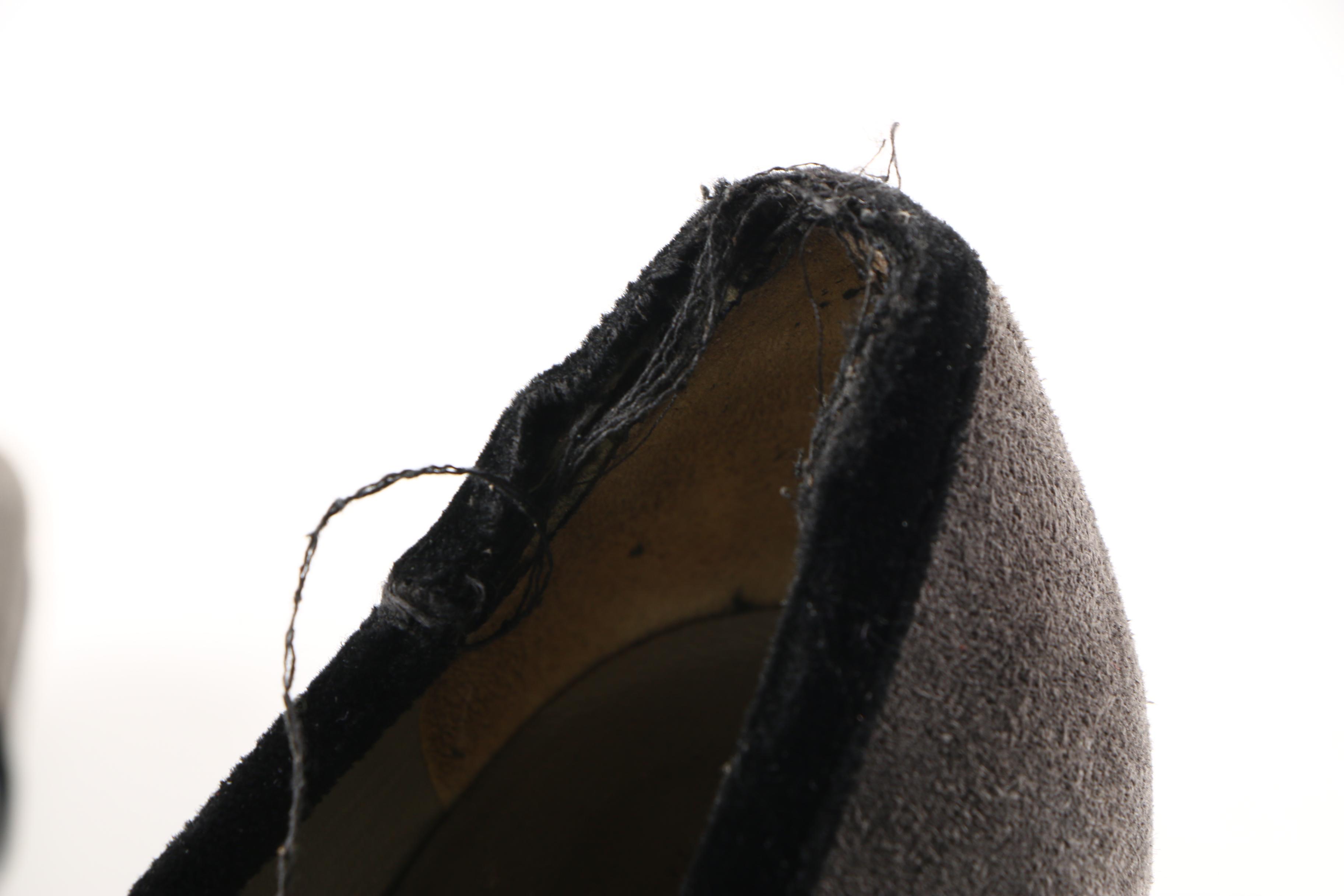 Prada Grey and Black Suede Heels