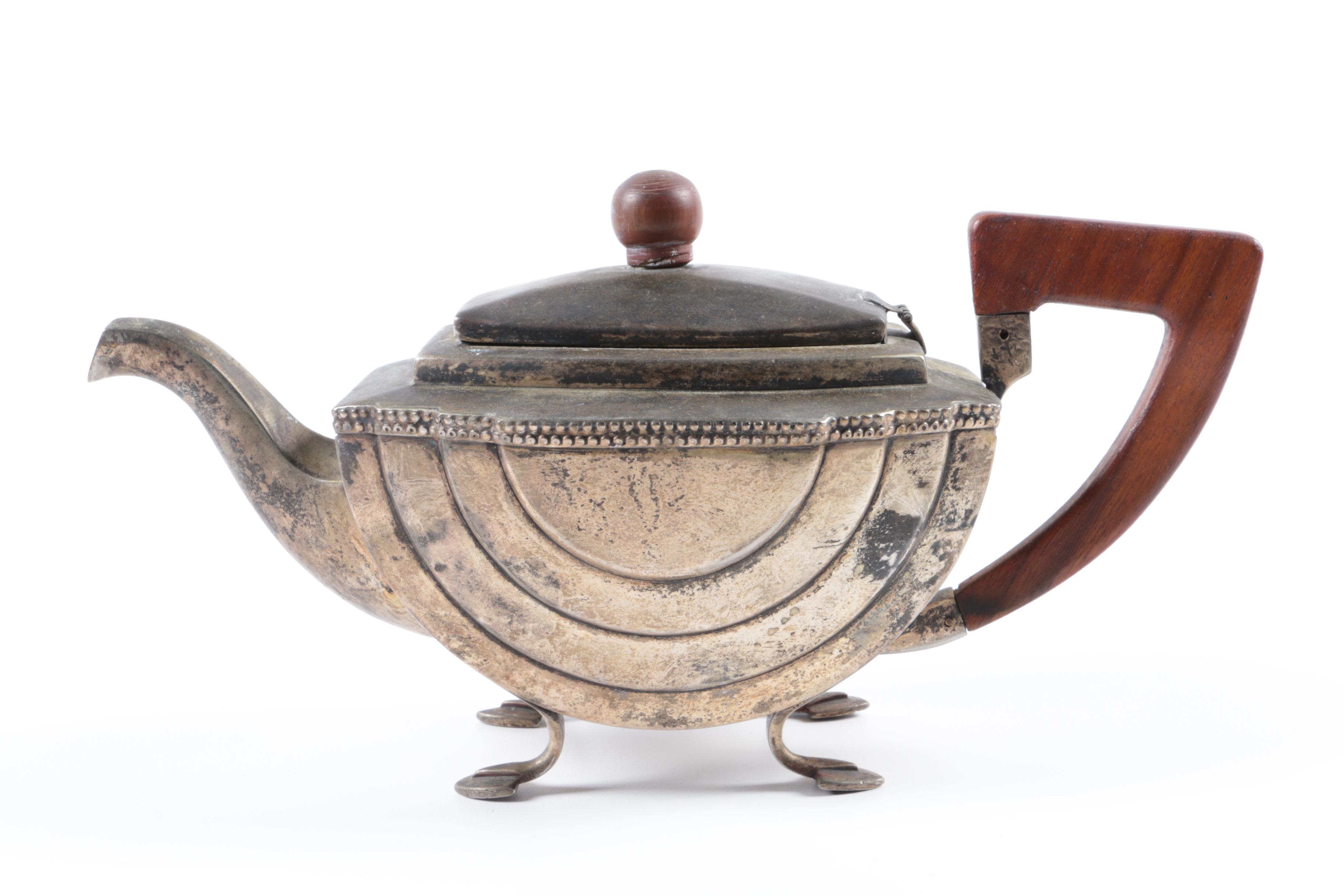 Silver Plate Teapot and Covered Sugar