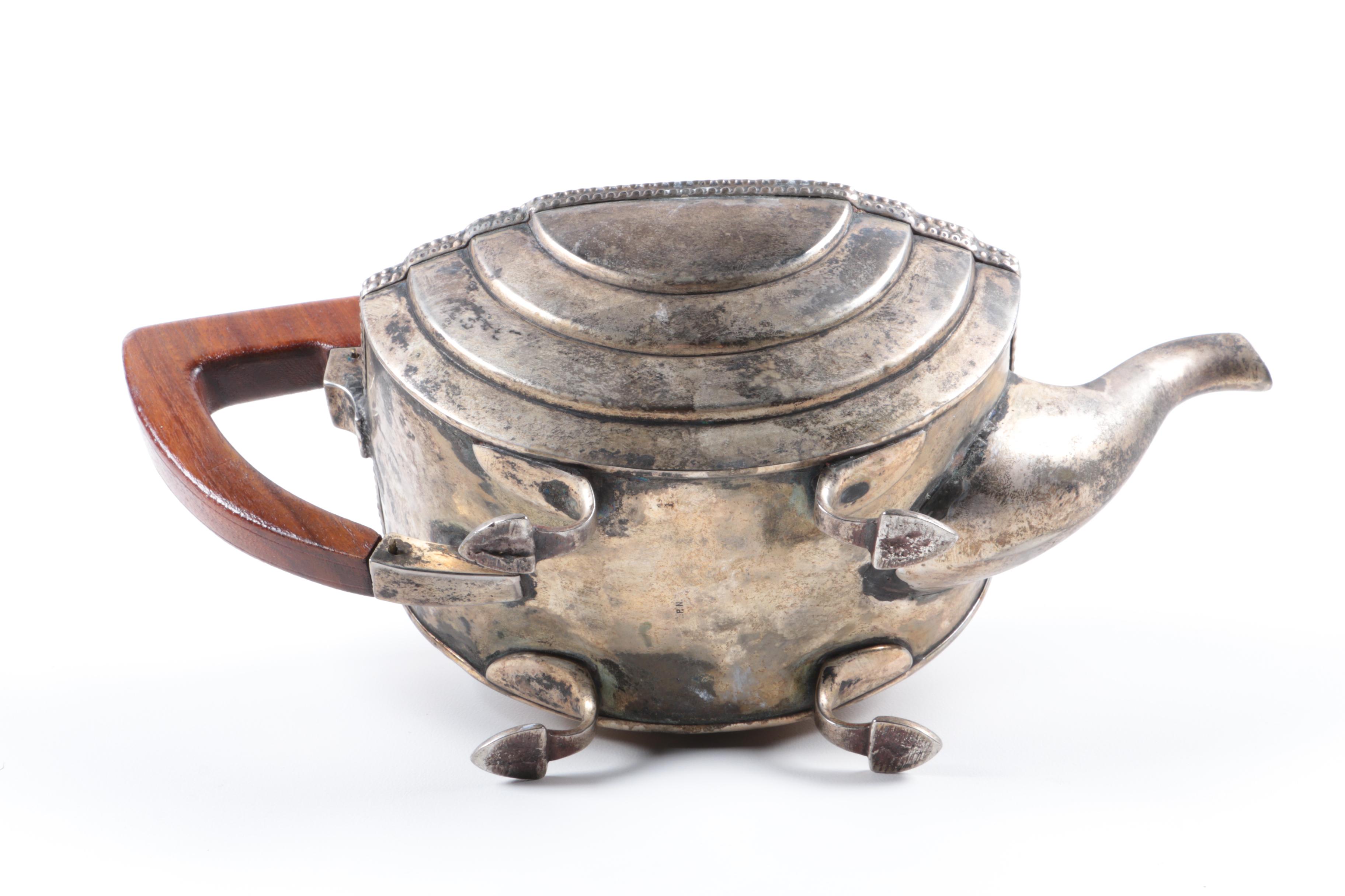 Silver Plate Teapot and Covered Sugar