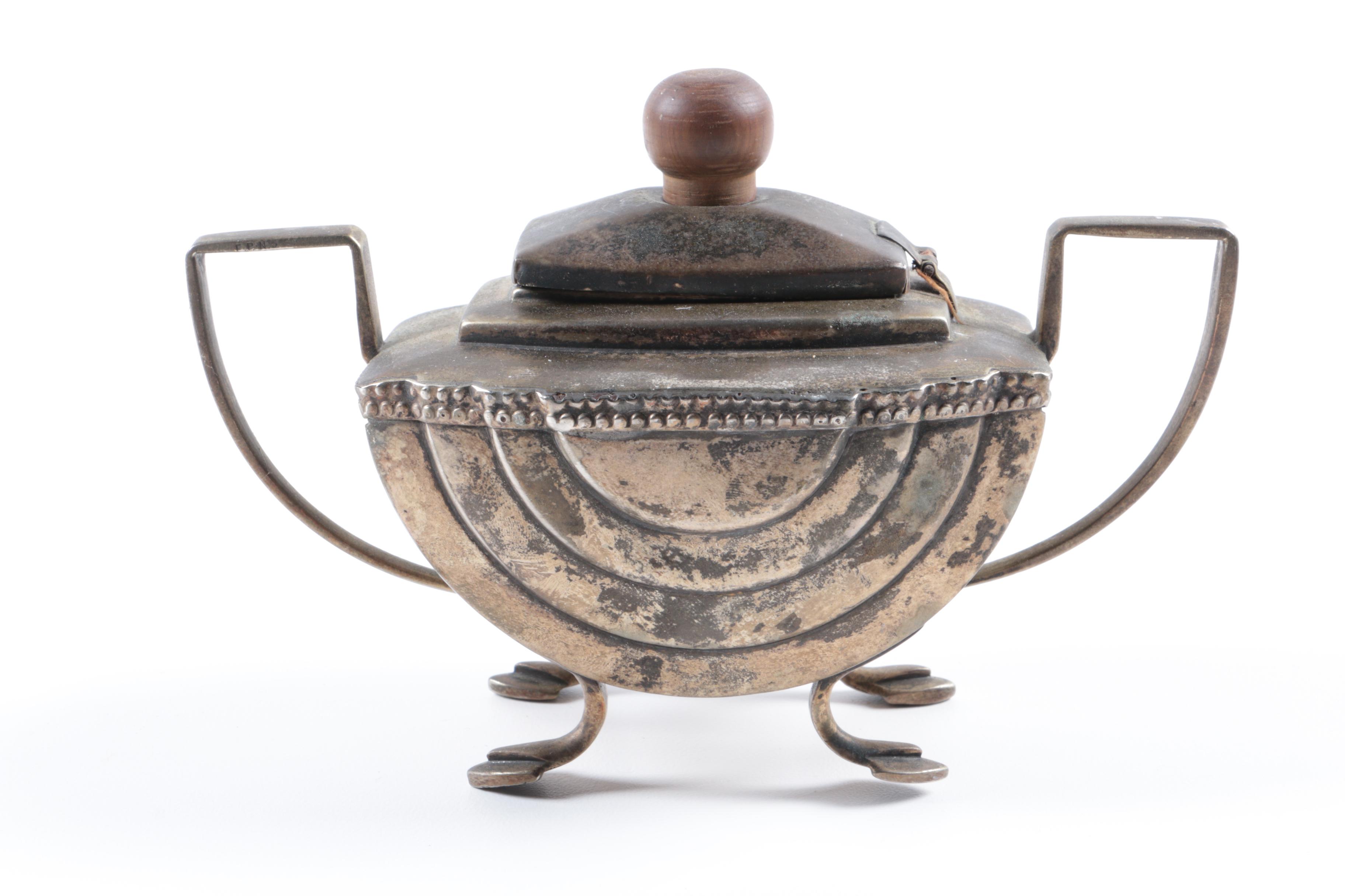 Silver Plate Teapot and Covered Sugar