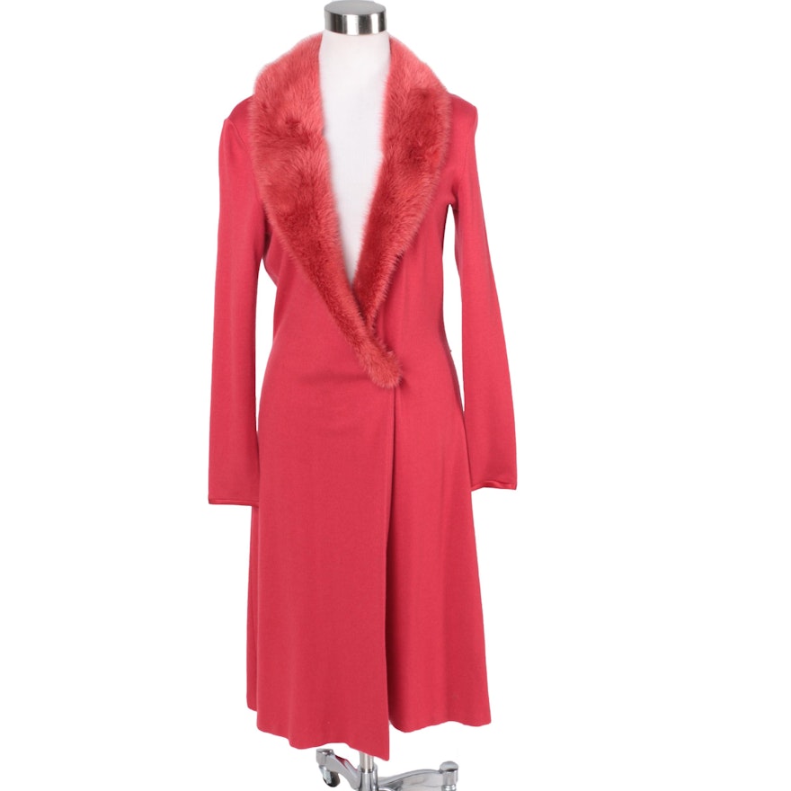 Heidi Weisel Cashmere Sweater Coat with Mink Collar