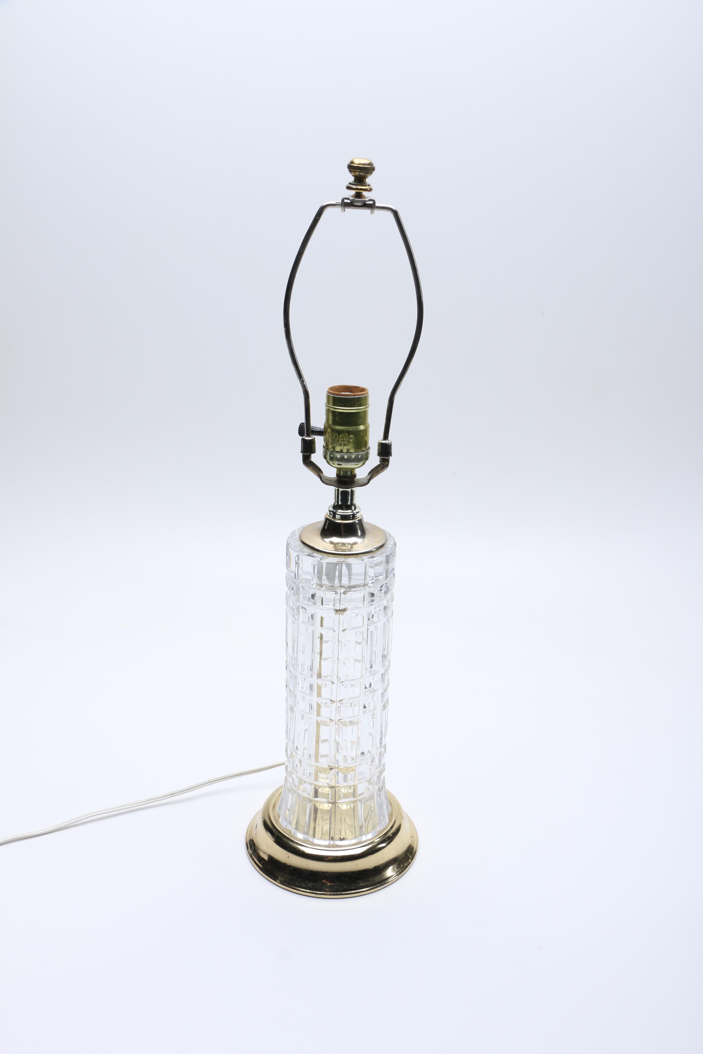 Glass Table Lamp with Brass Base