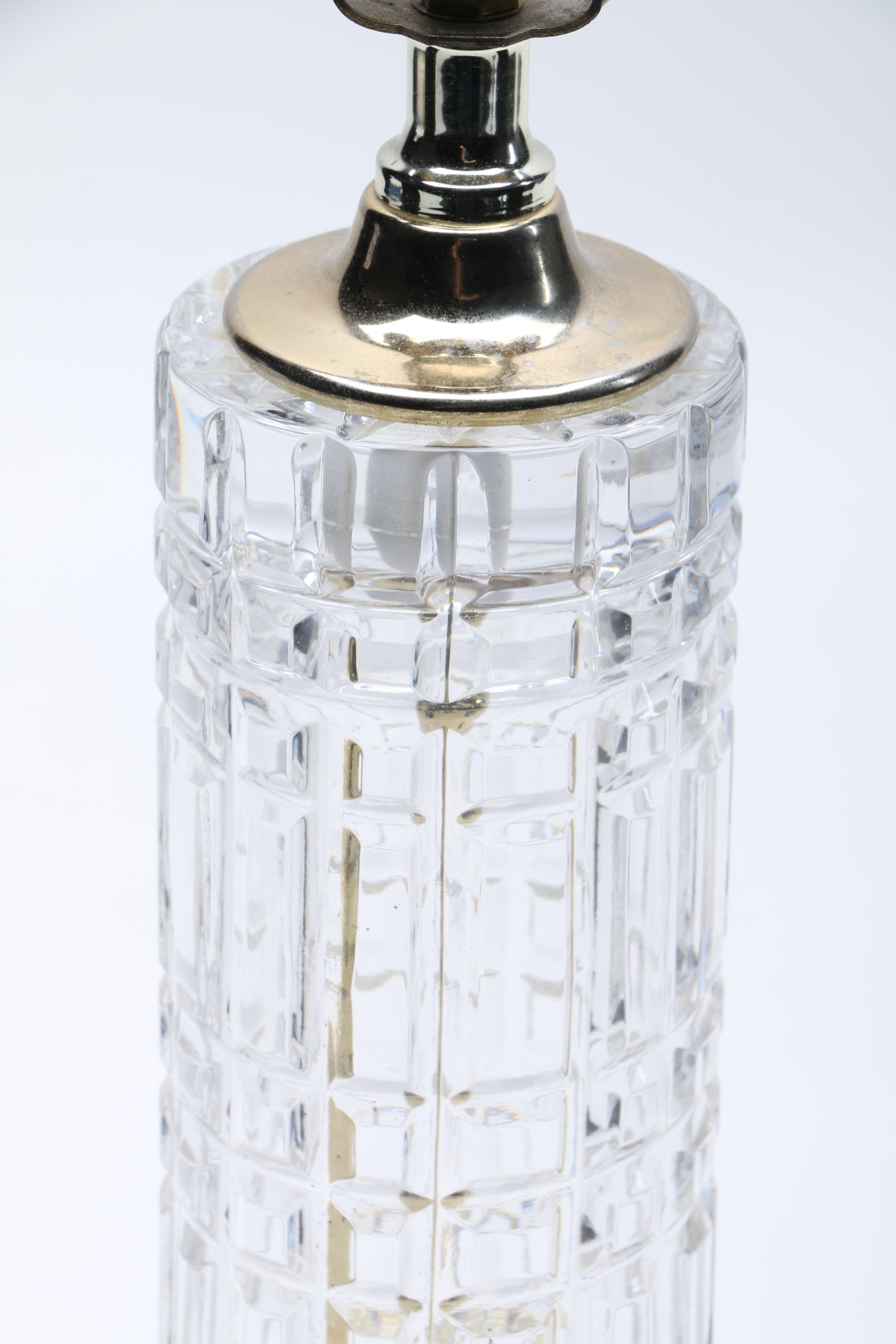 Glass Table Lamp with Brass Base