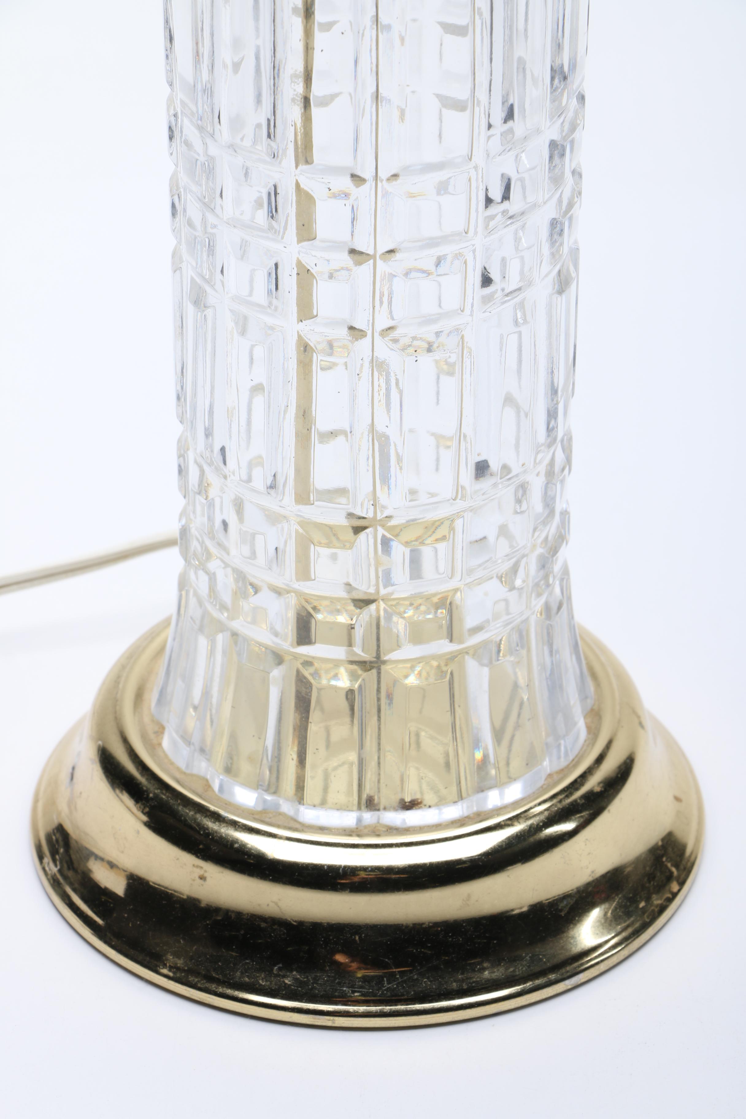 Glass Table Lamp with Brass Base