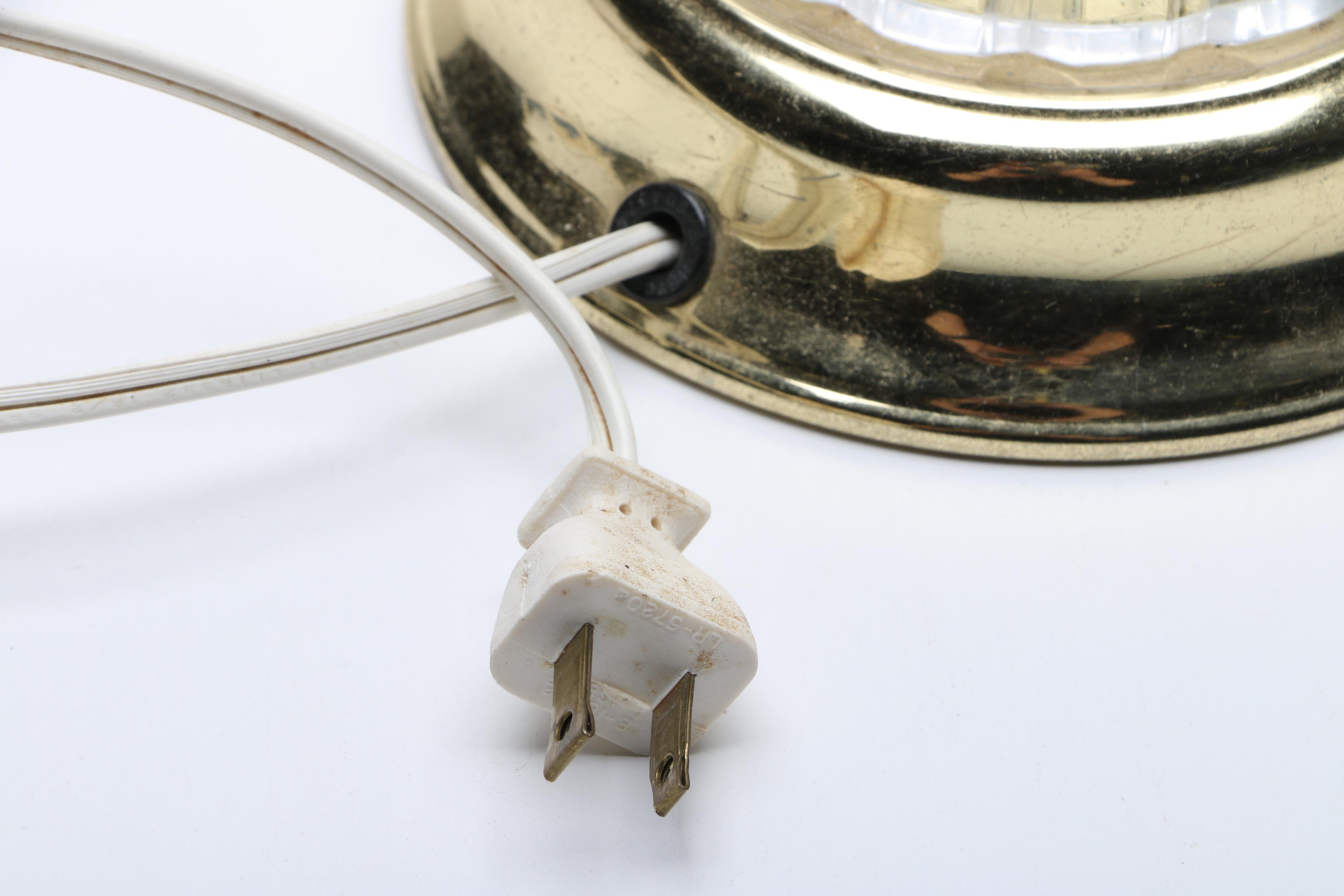 Glass Table Lamp with Brass Base